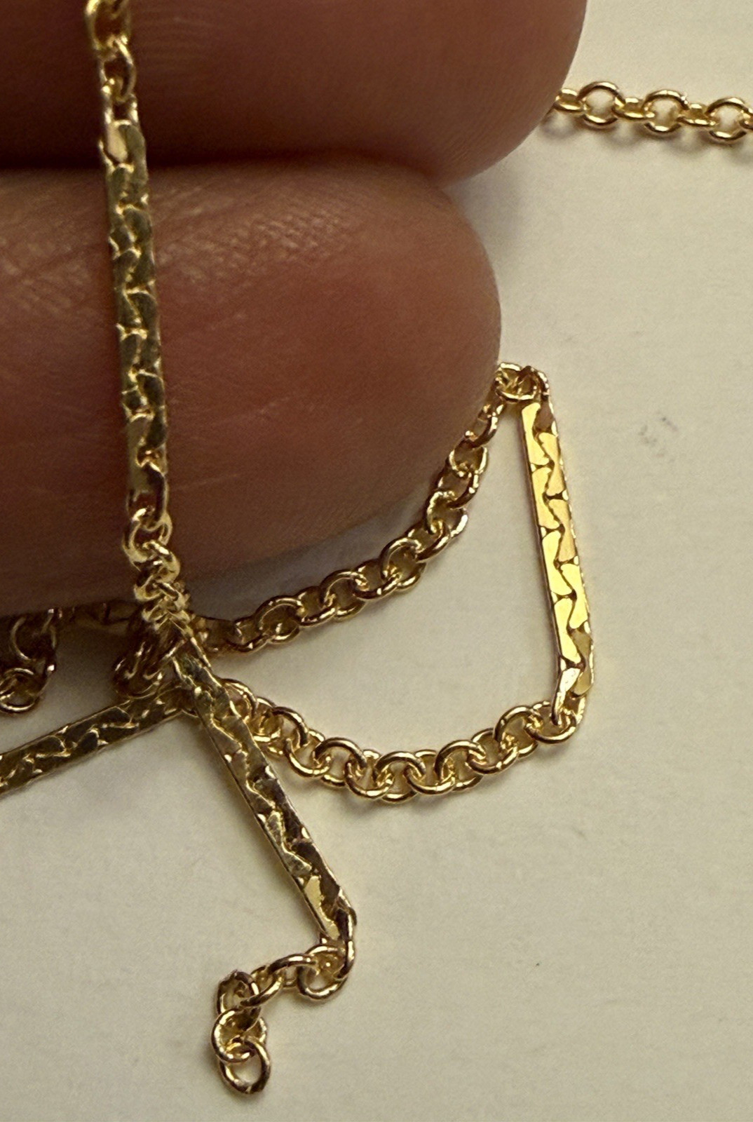 14kt gold filled Bar chain flat bar and link cable chain shiny 1.4mm 5ft