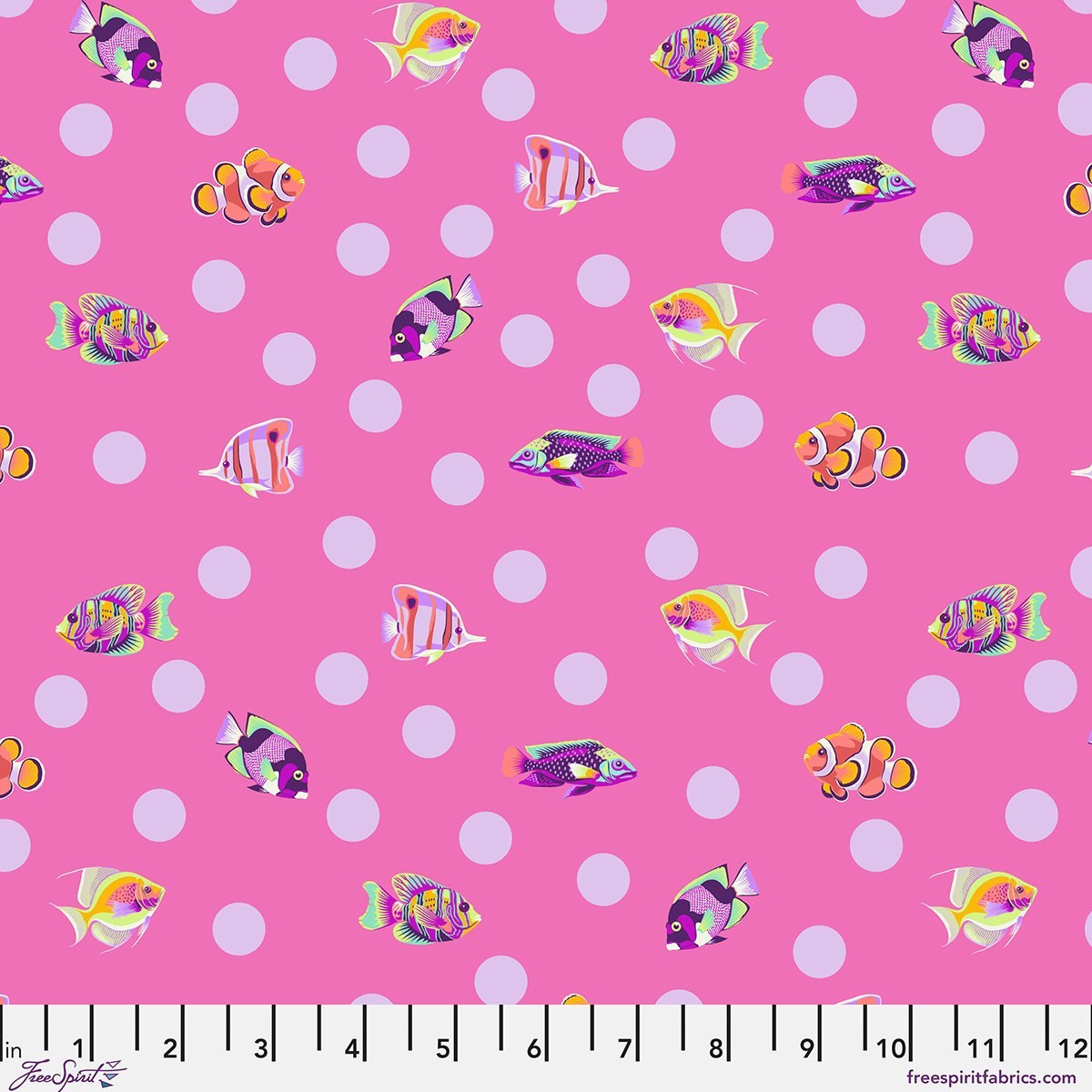 5 Fat Quarter Bundle Tula Pink Floral Reef Ultraviolet/Delphine Colorway Cotton