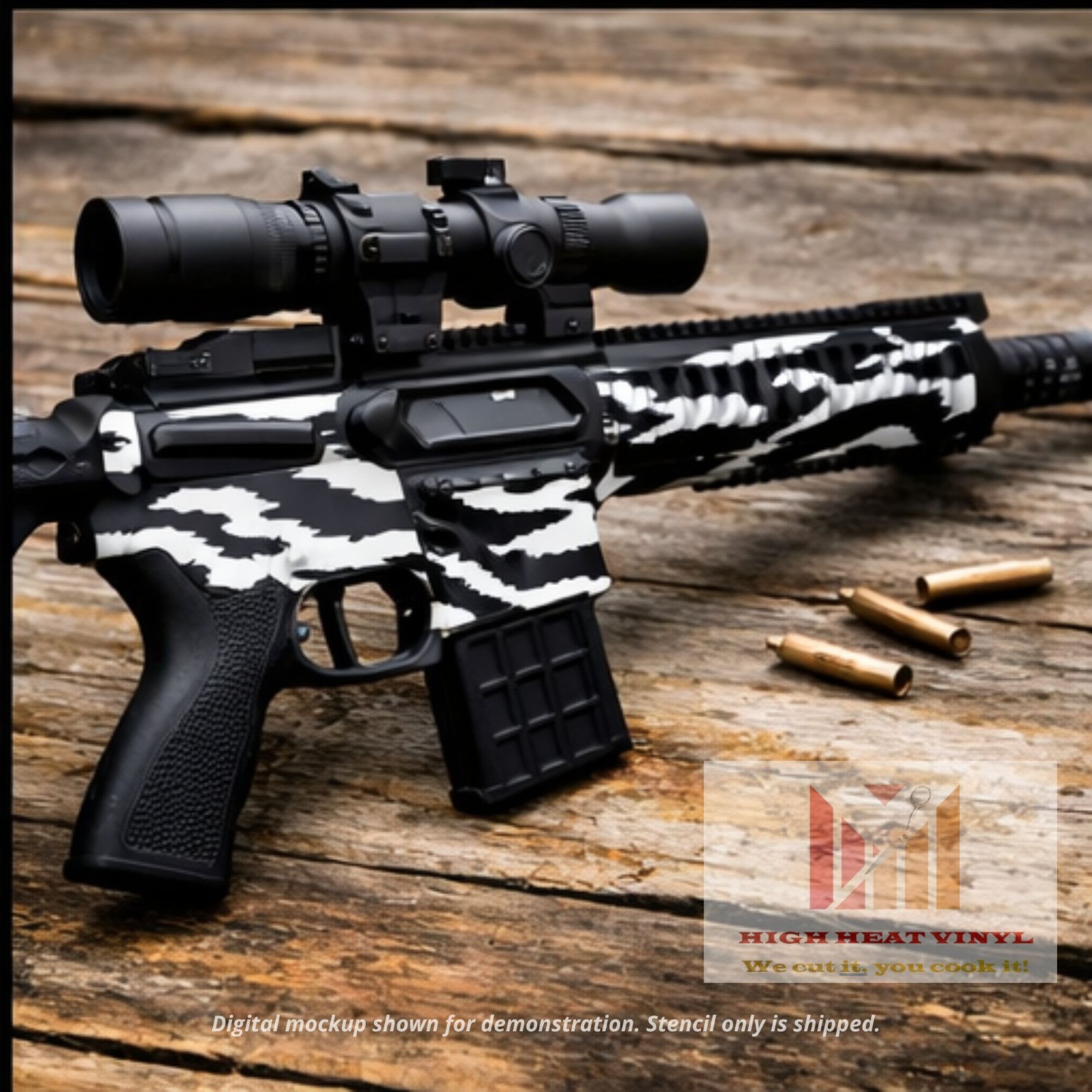 High Heat Duracoat Vinyl Firearm Stencil 10″ x 12″ -Vietnam Tiger stripe styling