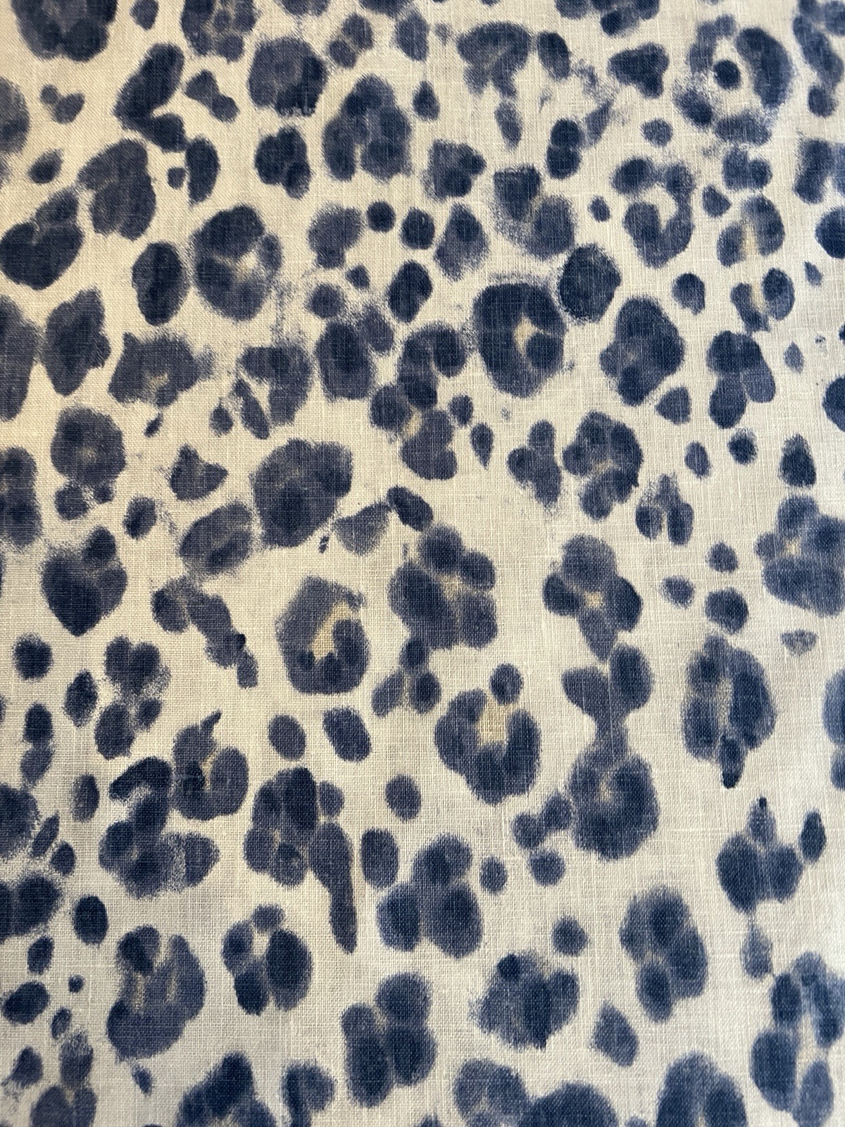 Fabric Thibaut PANTHERA Navy 100% Linen Printed Sold as 7 Continuous Yards New