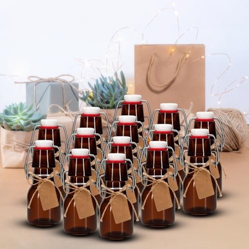 Pcs 2 oz Amber Mini Swing Top Glass Bottles with Stoppers Small Flip Top 20