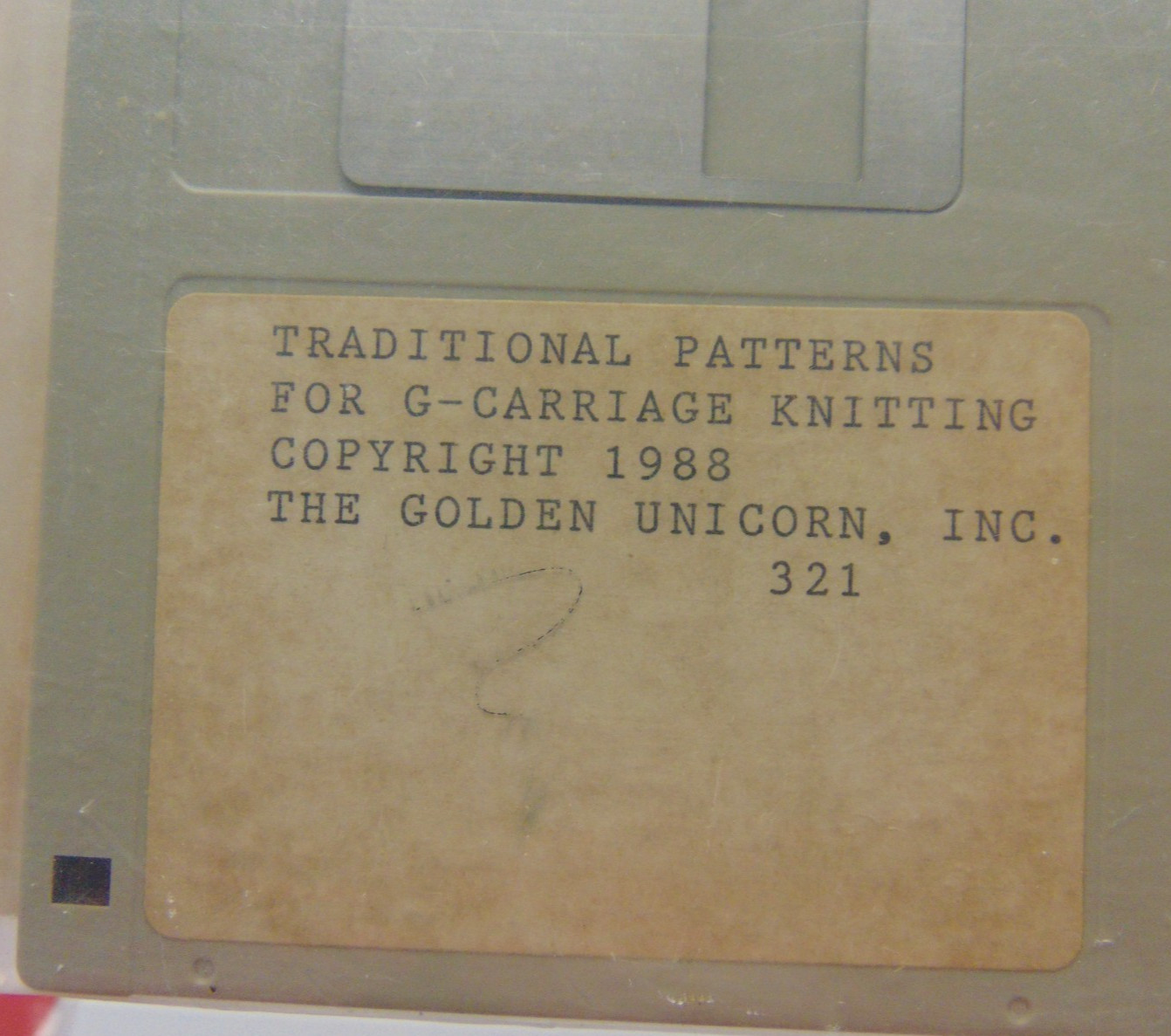 The Golden Unicorn Joyce Schneider Traditional G-Carriage Knitting Floppy Disk