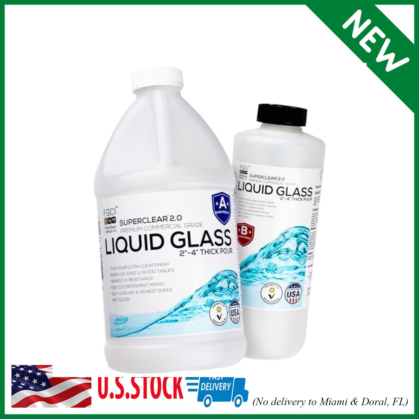 Deep Pour Epoxy Resin Liquid Glass 0.75 Gallon / 96 oz Kit, 2-4 inch Super Clear