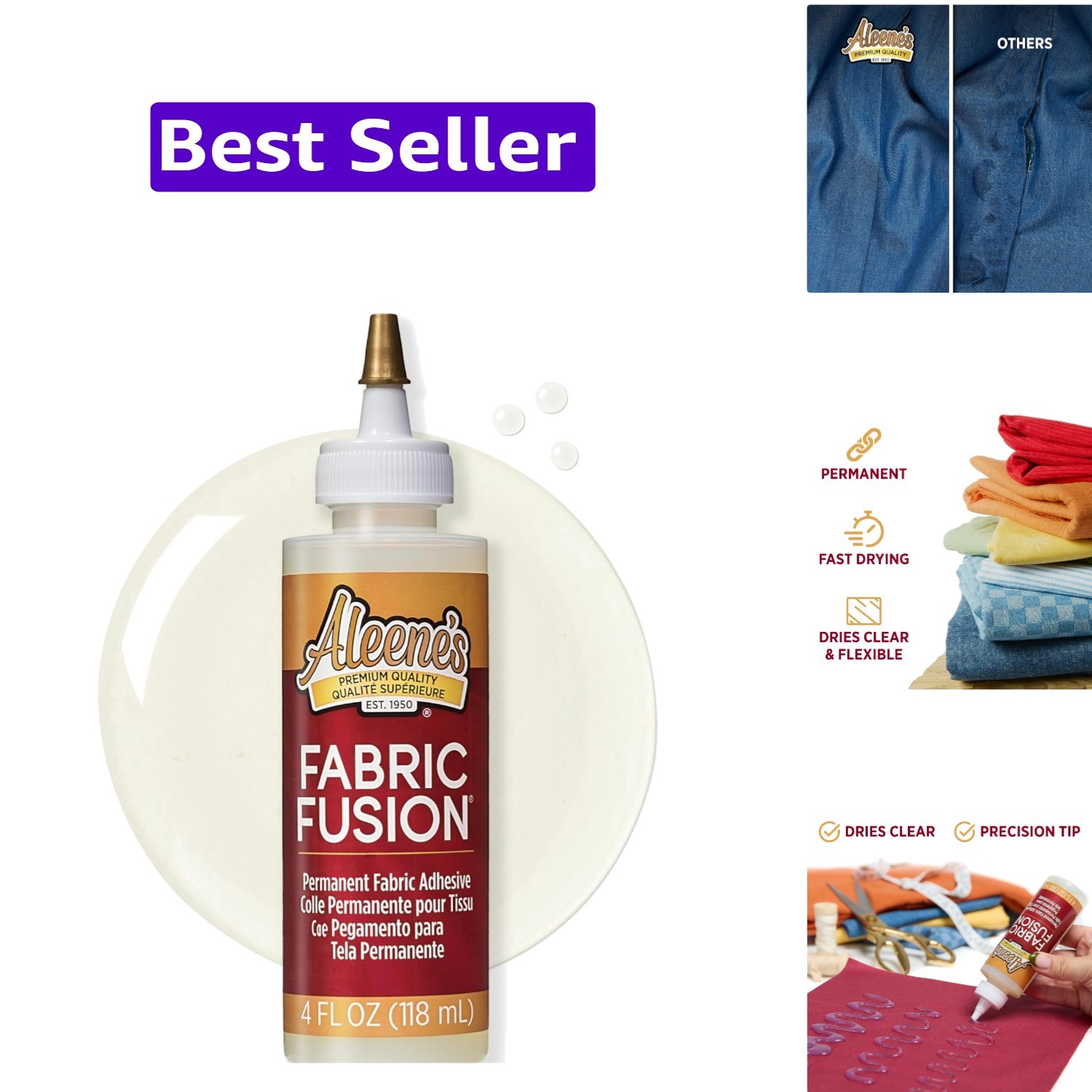 Fabric Fusion Glue 4 oz, Permanent and Washable Adhesive, No-Sew Fabric Glue …