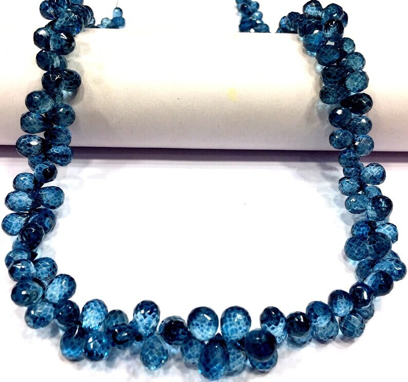 AAA Natural London Topaz Faceted Teardrop Beads Briolettes Coated Gemstone Beads