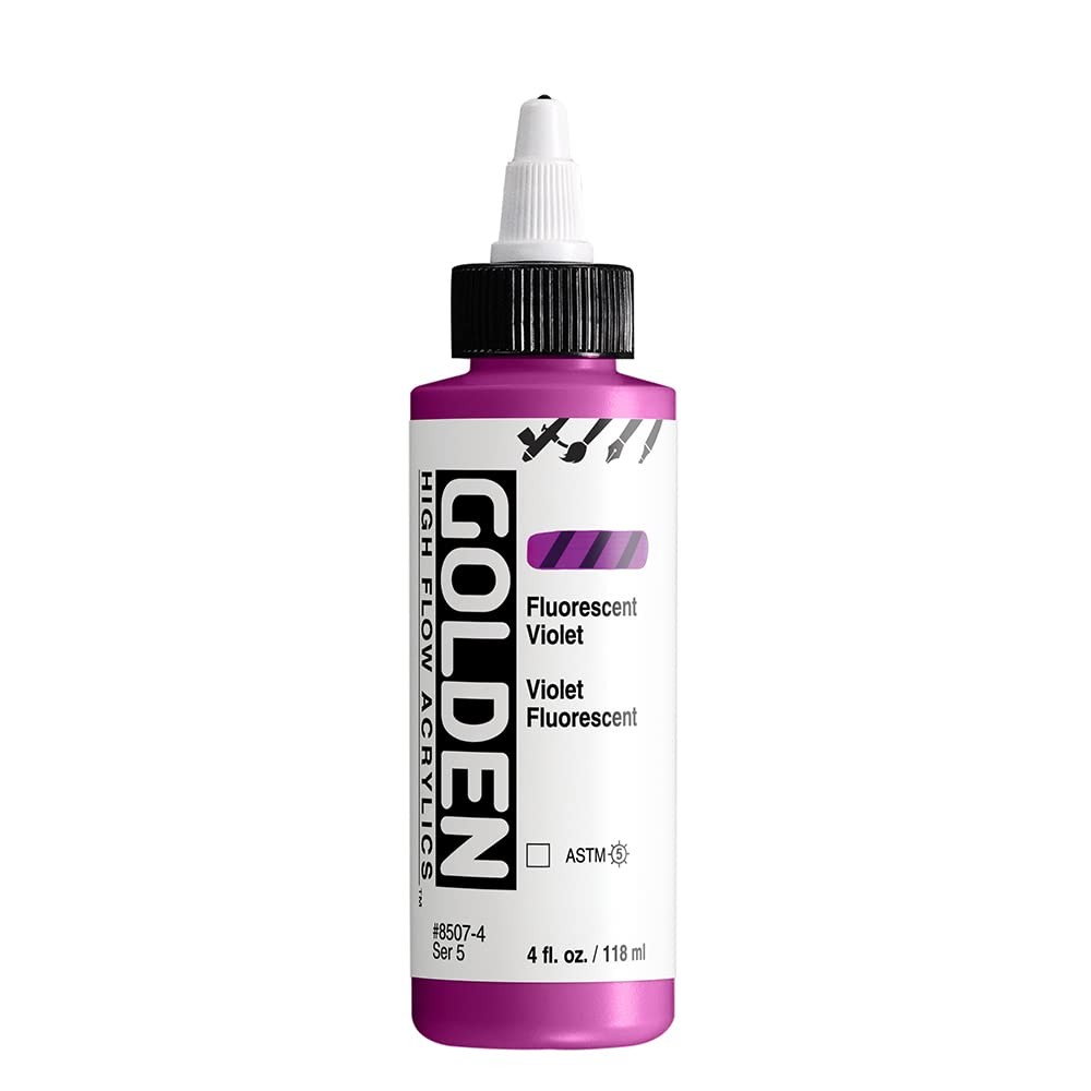 High Flow Acrylics by GOLDEN, Fluorescent Violet, 4 fl. oz. Bot