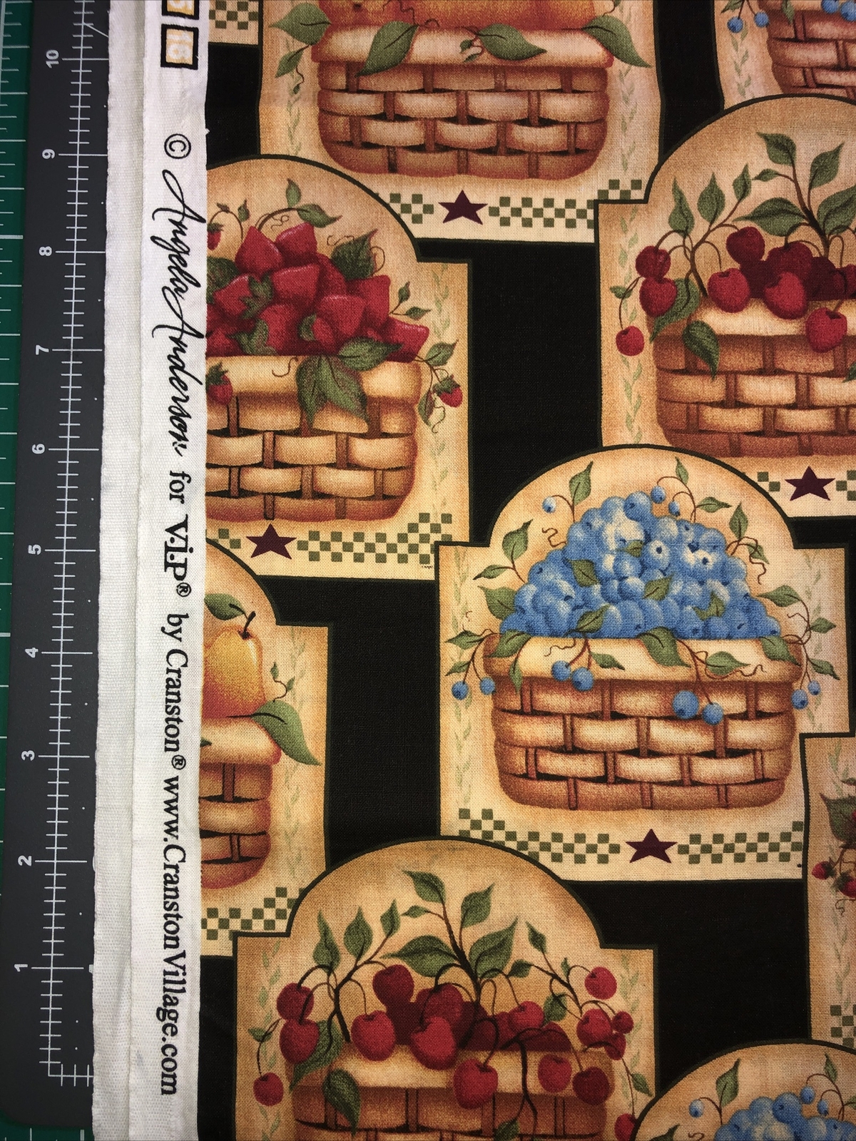 Fruit Baskets Angela Anderson VIP Cranston Cotton Fabric 1/2 Yard (18 By 44”)new