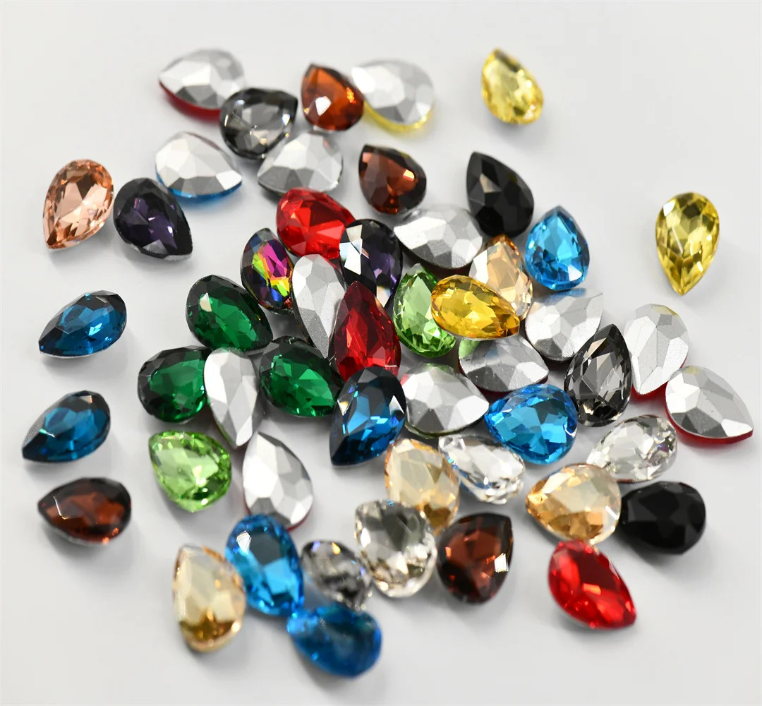 Rhinestone crystal Glass bead Pointback teardrop crafting needlework stones