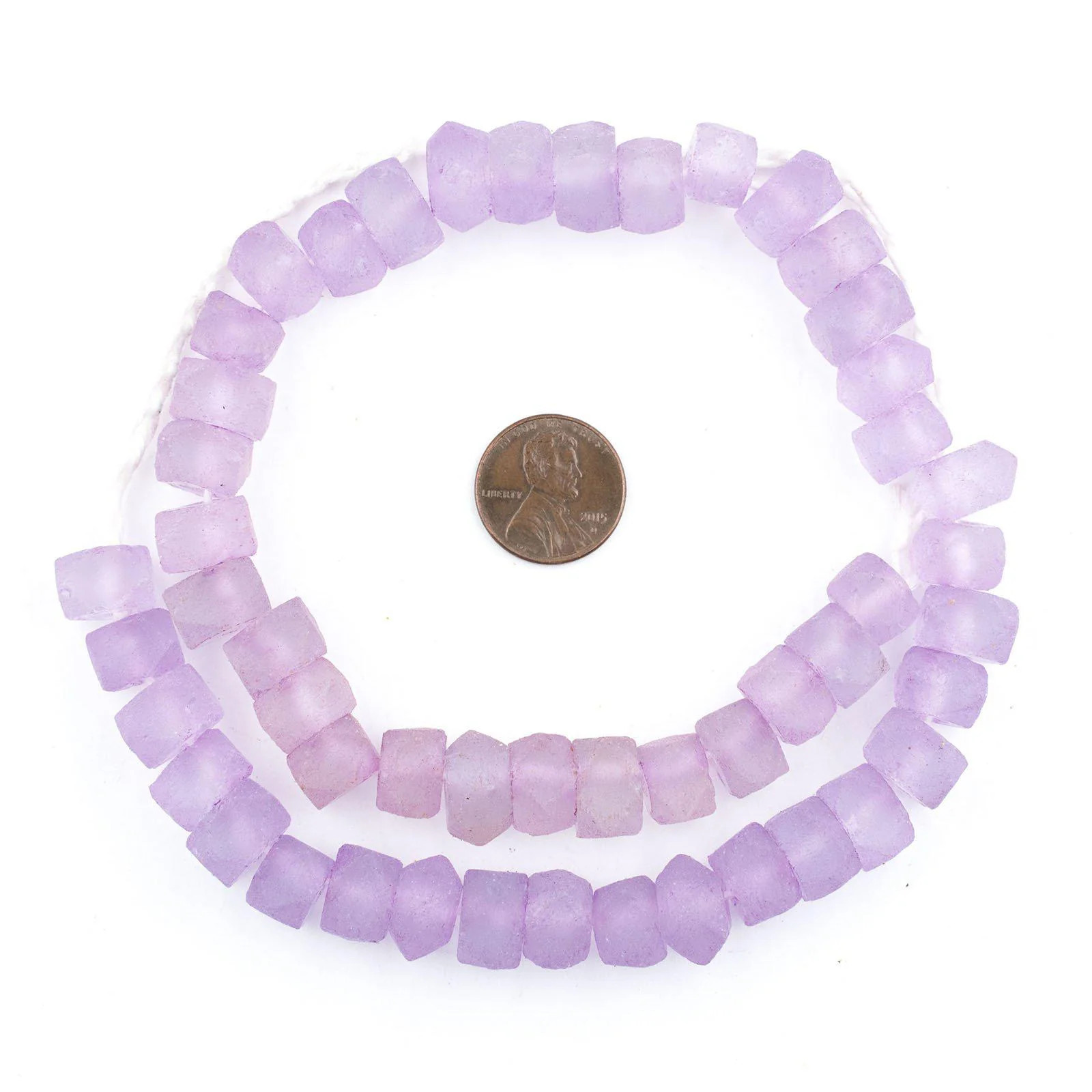 Candied Purple Faceted Recycled Java Sea Glass Beads 12mm Indonesia Large Hole