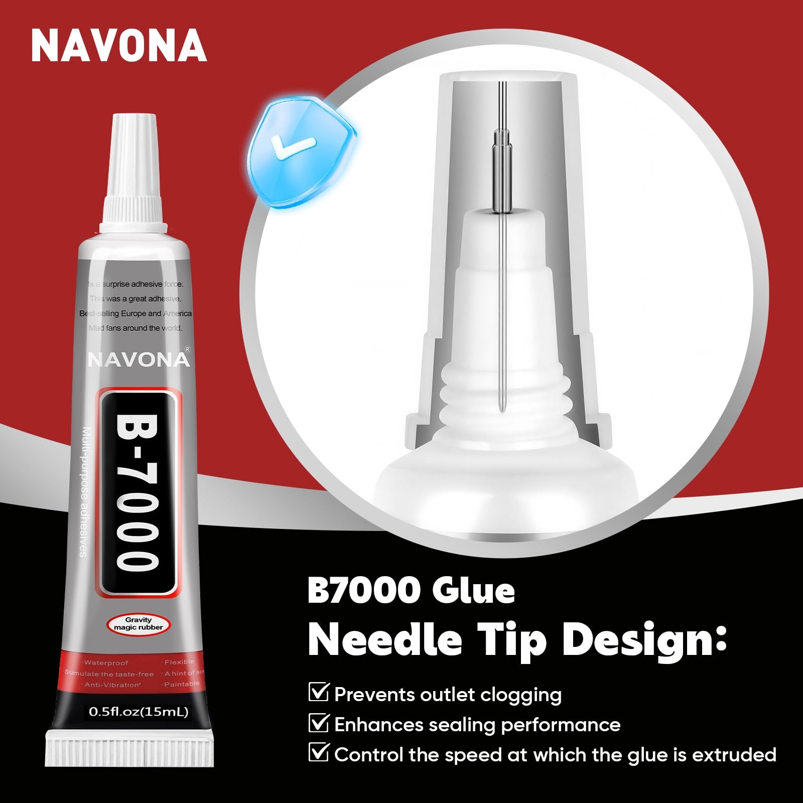 8 PCS 15ml B7000 Glue Clear with Precision Tip, Bedazzling Glue, Super