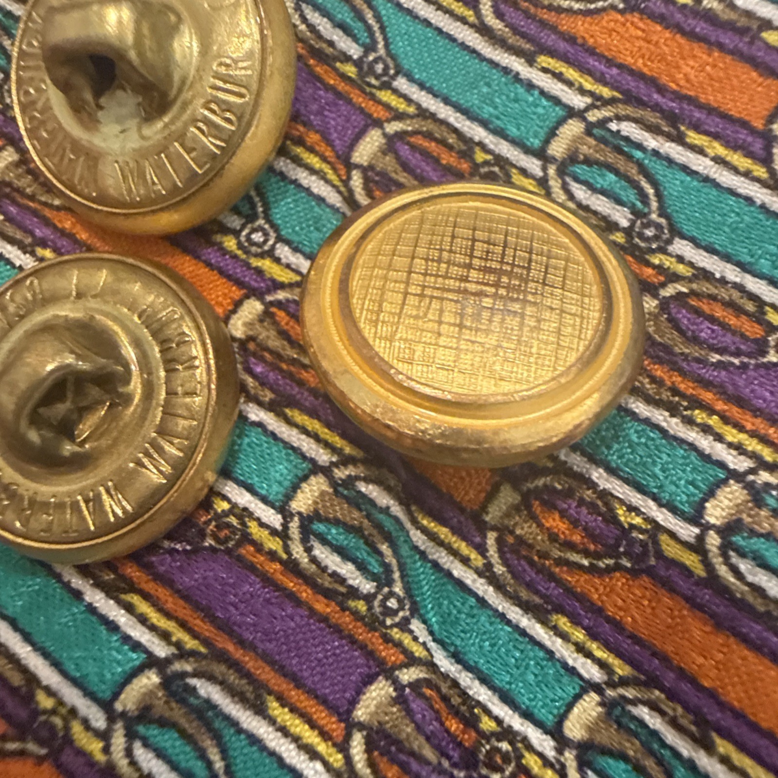 HSM WATERBURY metal brushed gold tone set 10 Blazer Replacement Buttons -RS26