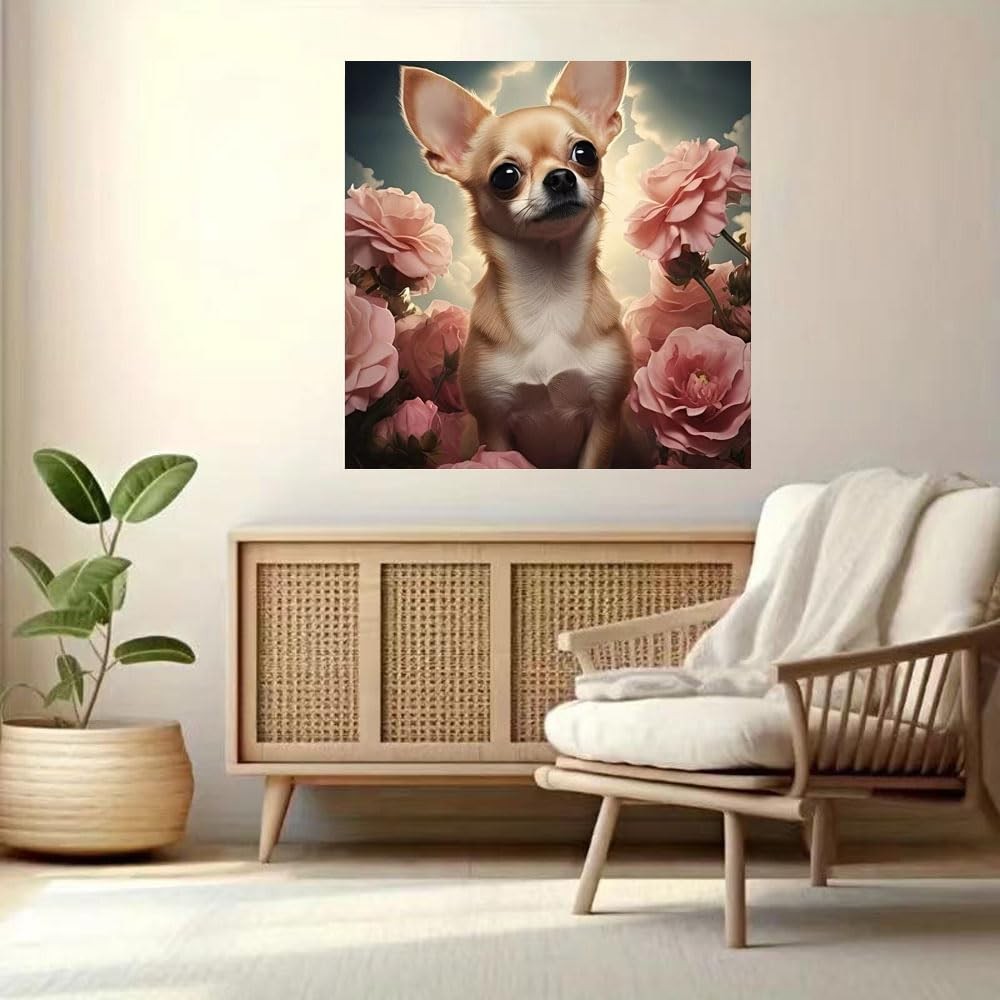 5D Diamond Painting Kits for Adults Beginner,Animal Dog Flower Diamond Art Ki…