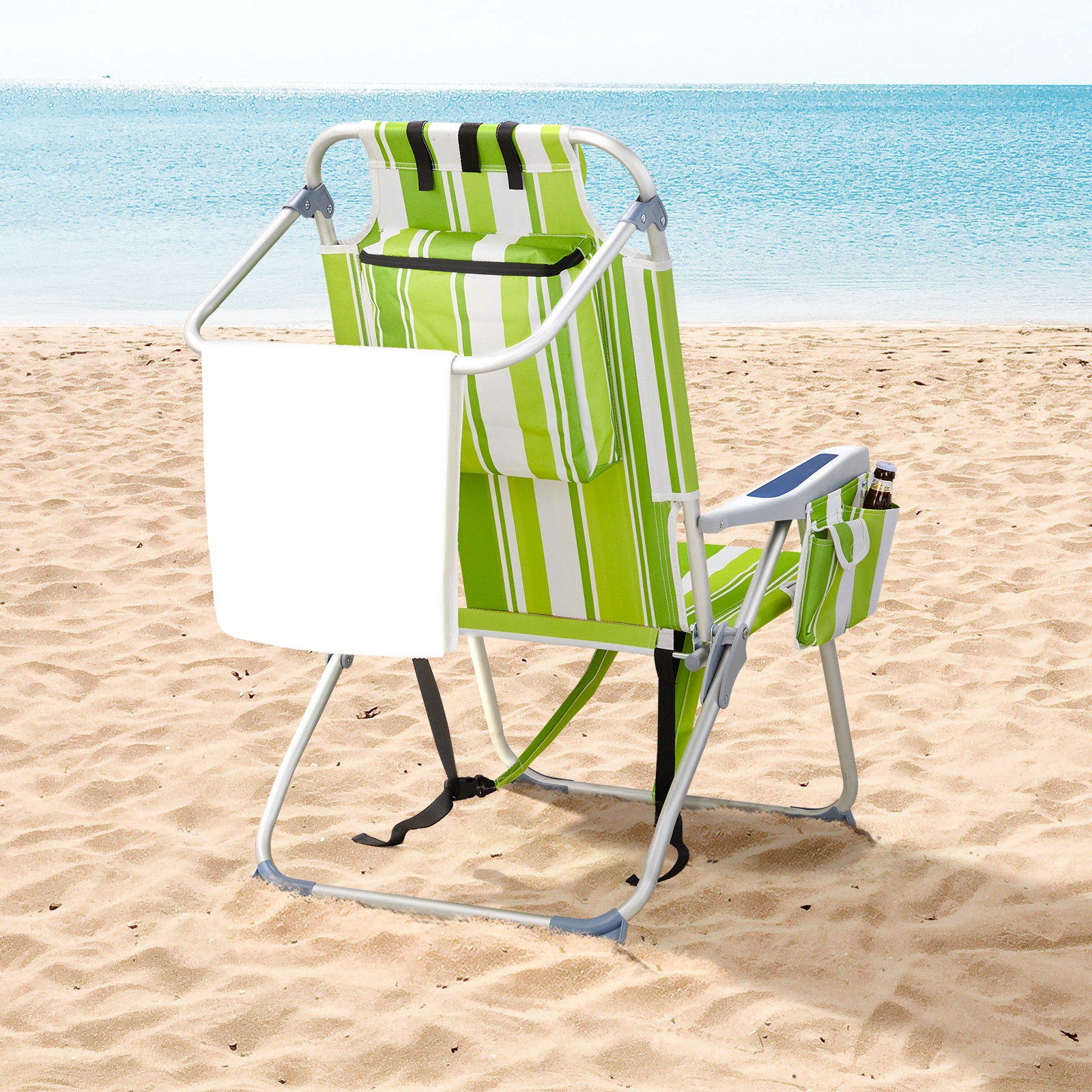 63*70*99cm 100kg Capacity Heightened Oxford Cloth Aluminum Tube Striped Green
