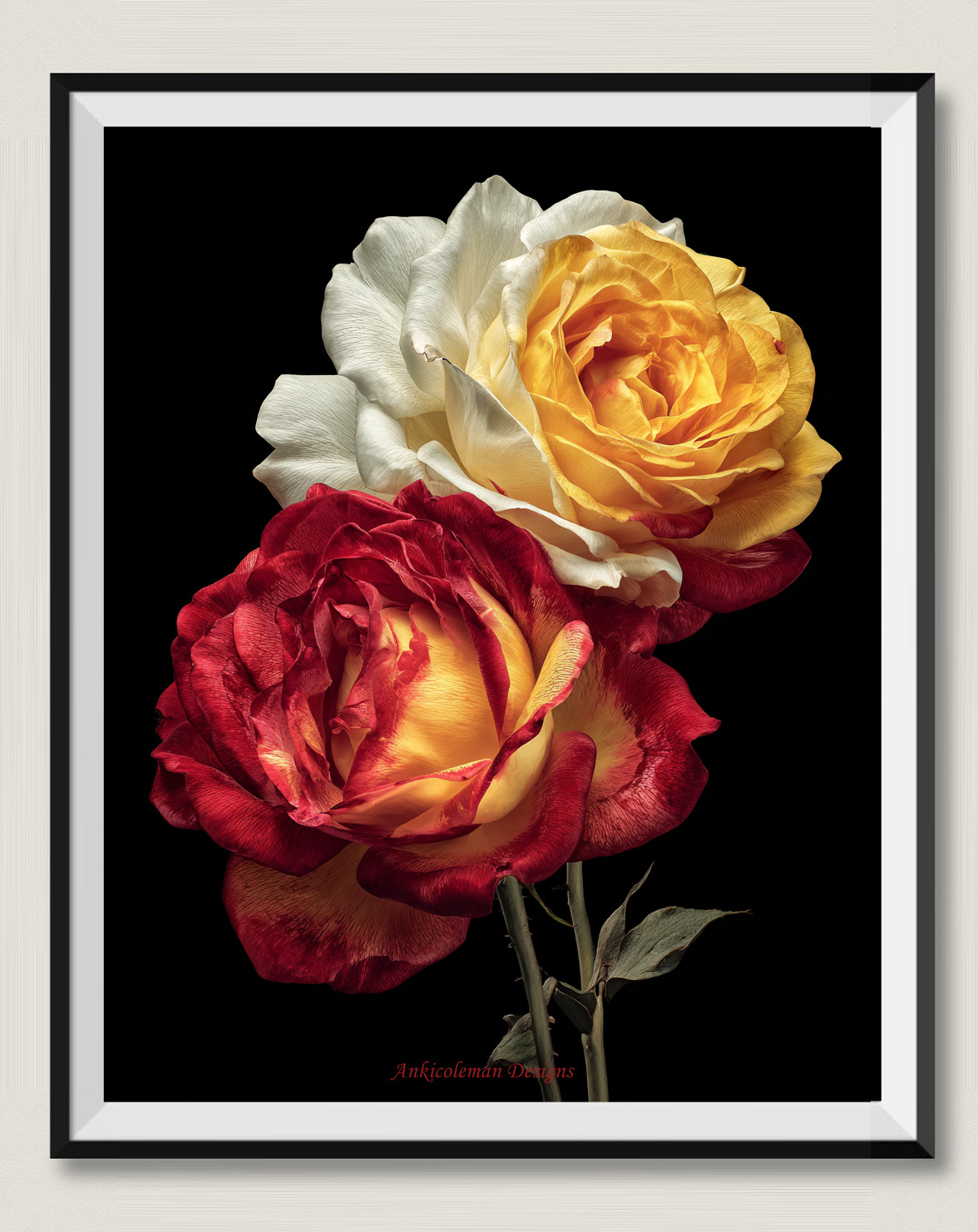 Red and Yellow Roses – Chart Counted Cross Stitch Patterns Needlework DIY DMC