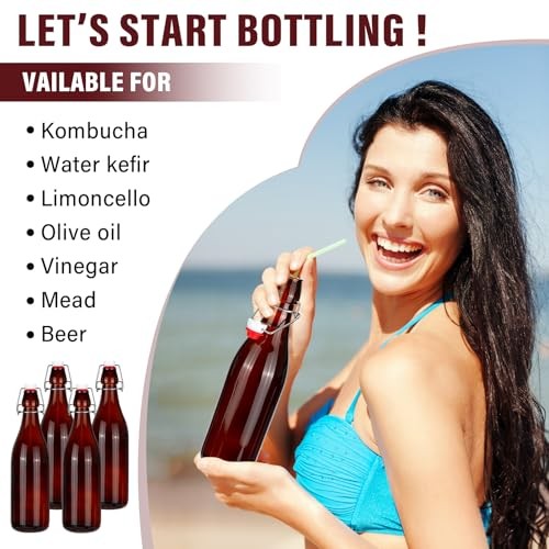 Pcs 25 oz Amber Glass Bottles, Swing Top Glass Brewing Bottles 12 Amber, Red