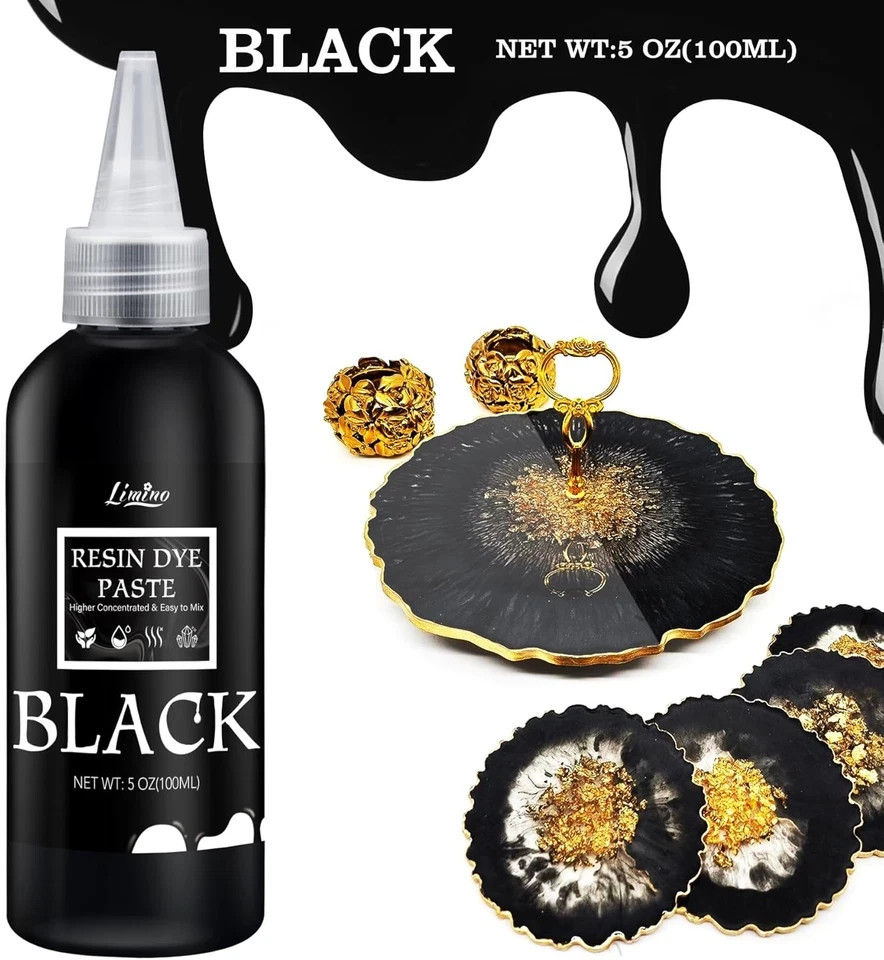 Black Epoxy Resin Pigment Paste – 3.4 fl.oz / 100ml Concentrated Dye for DIY Art