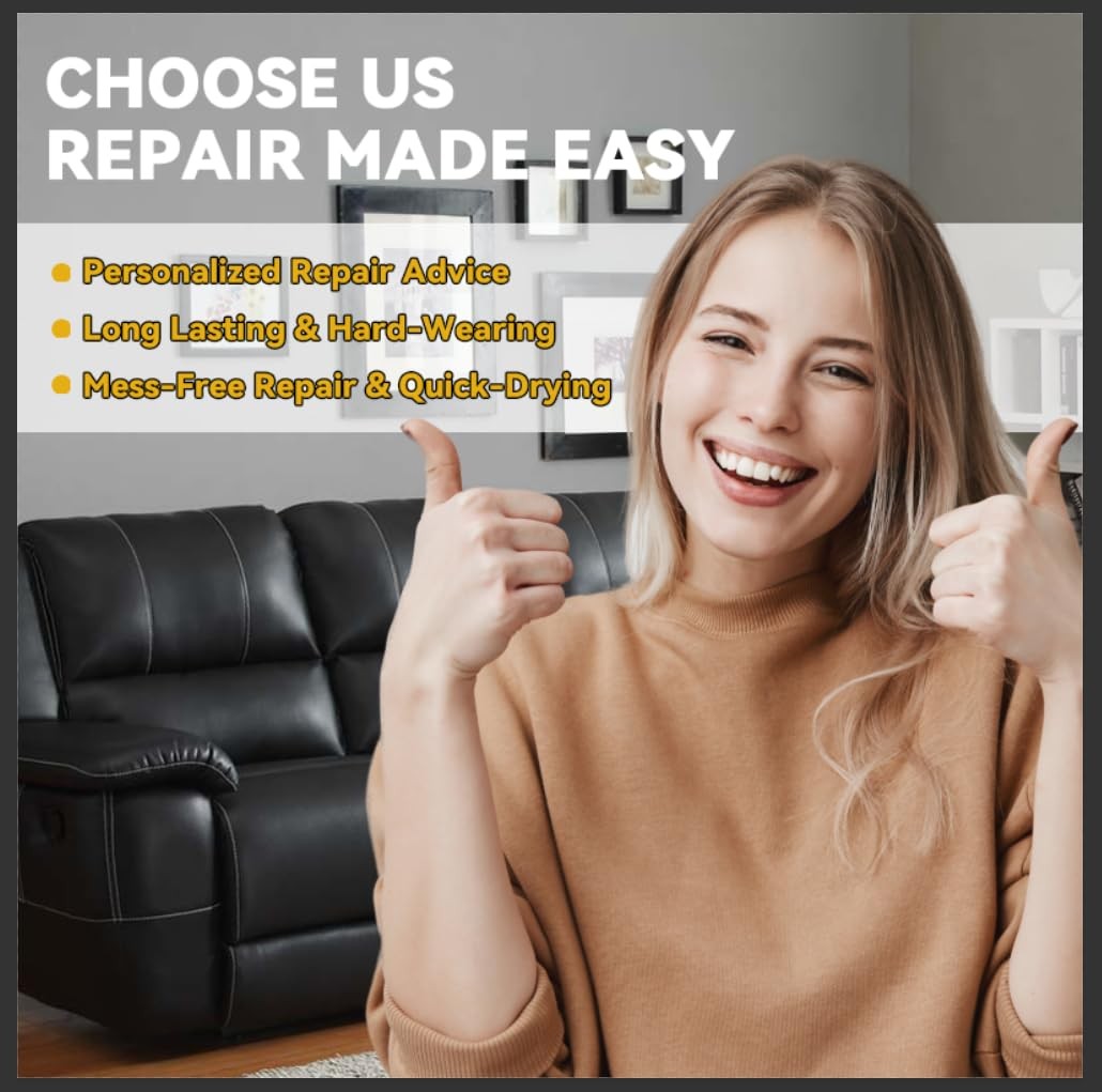 Black Leather Repair Kit for Furniture, Leather Seat Repair Kit for Cars, Easily
