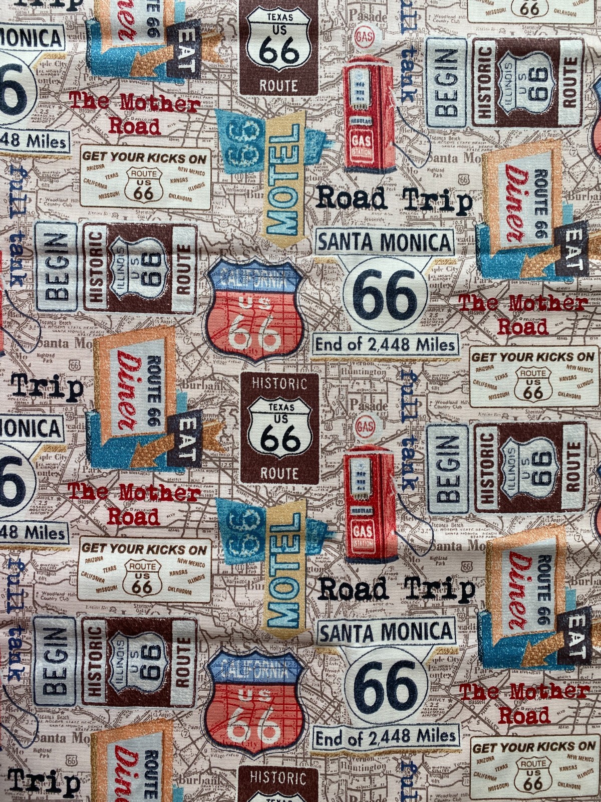 BROTHER SISTER 2014 FABRIC~Home Decor~MOTHER RD~Historic Rte 66~Santa Monica~