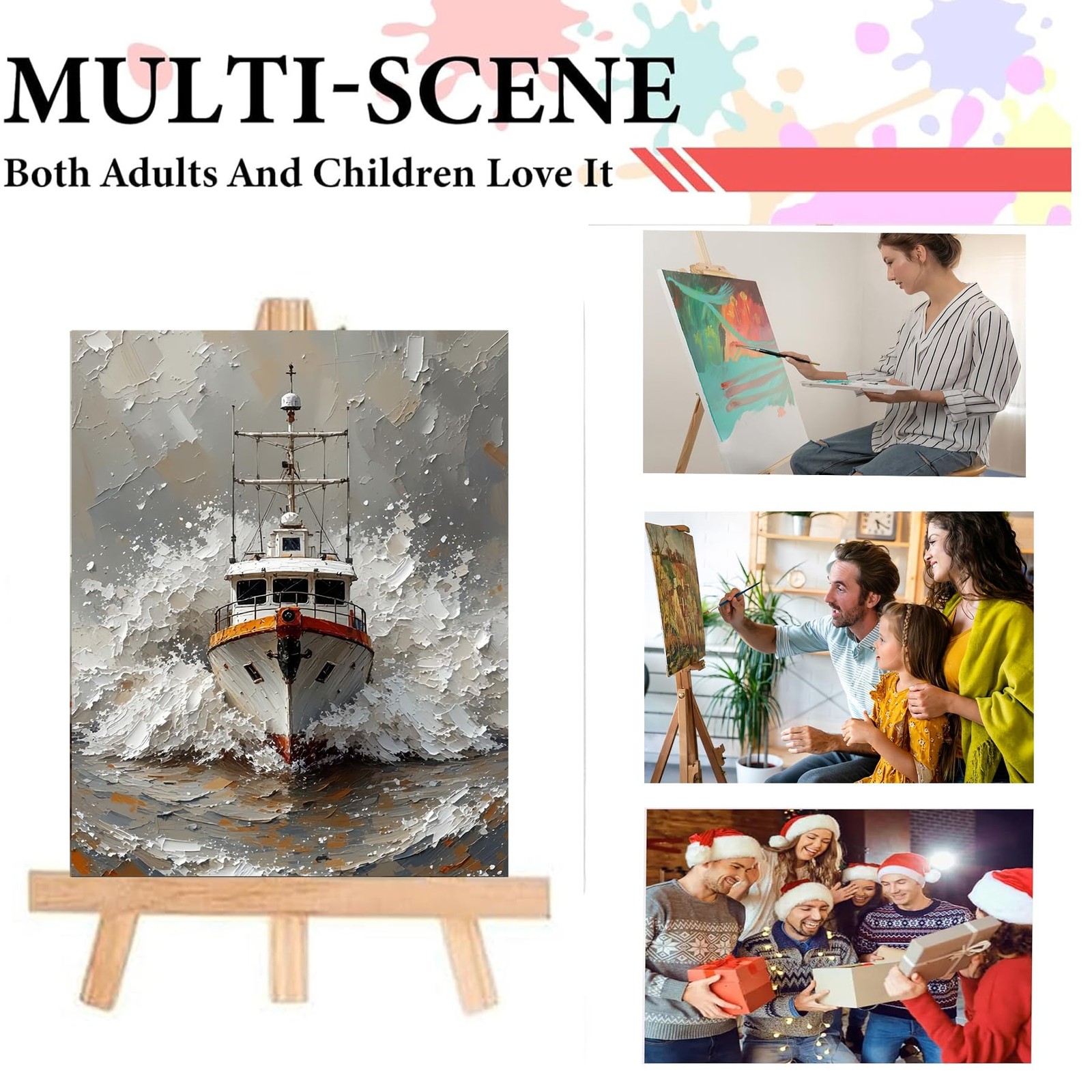 Ship Paint by Numbers Kit for Adults Beginner DIY Canvas Oil Painting Decor