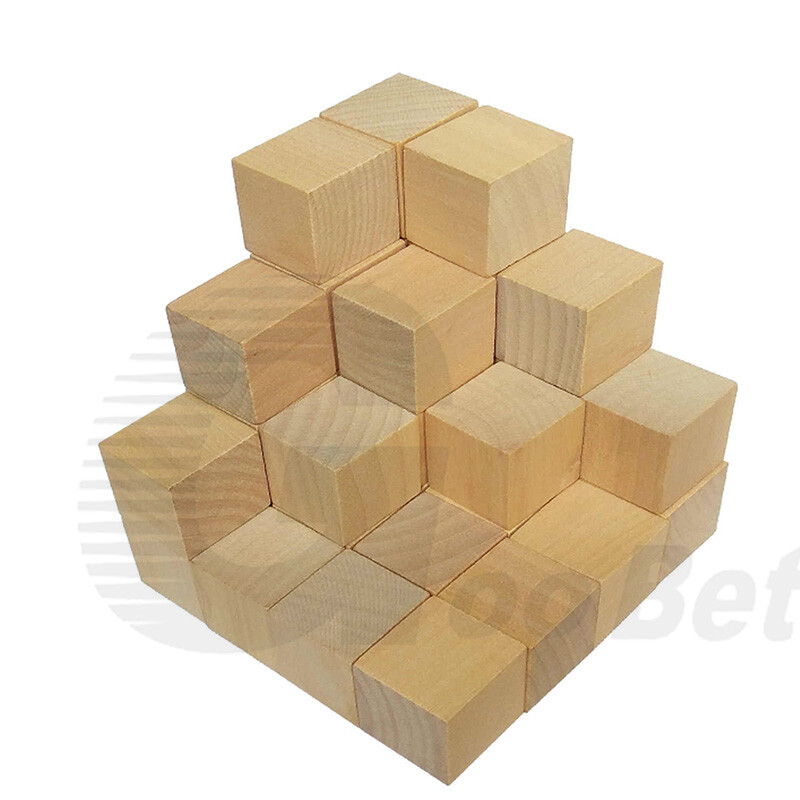 Wooden Cube Solid Plain Natural Hard Wood Blocks 8x8x8cm Art Craft Building DIY