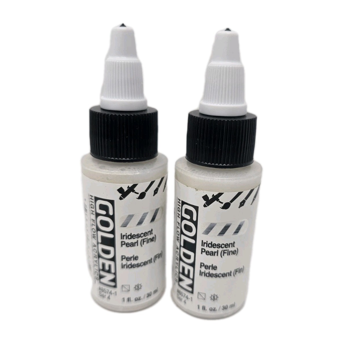 Golden High Flow 1oz Iridescent Pearl Fine Acrylics Lot Of 2 Bottles