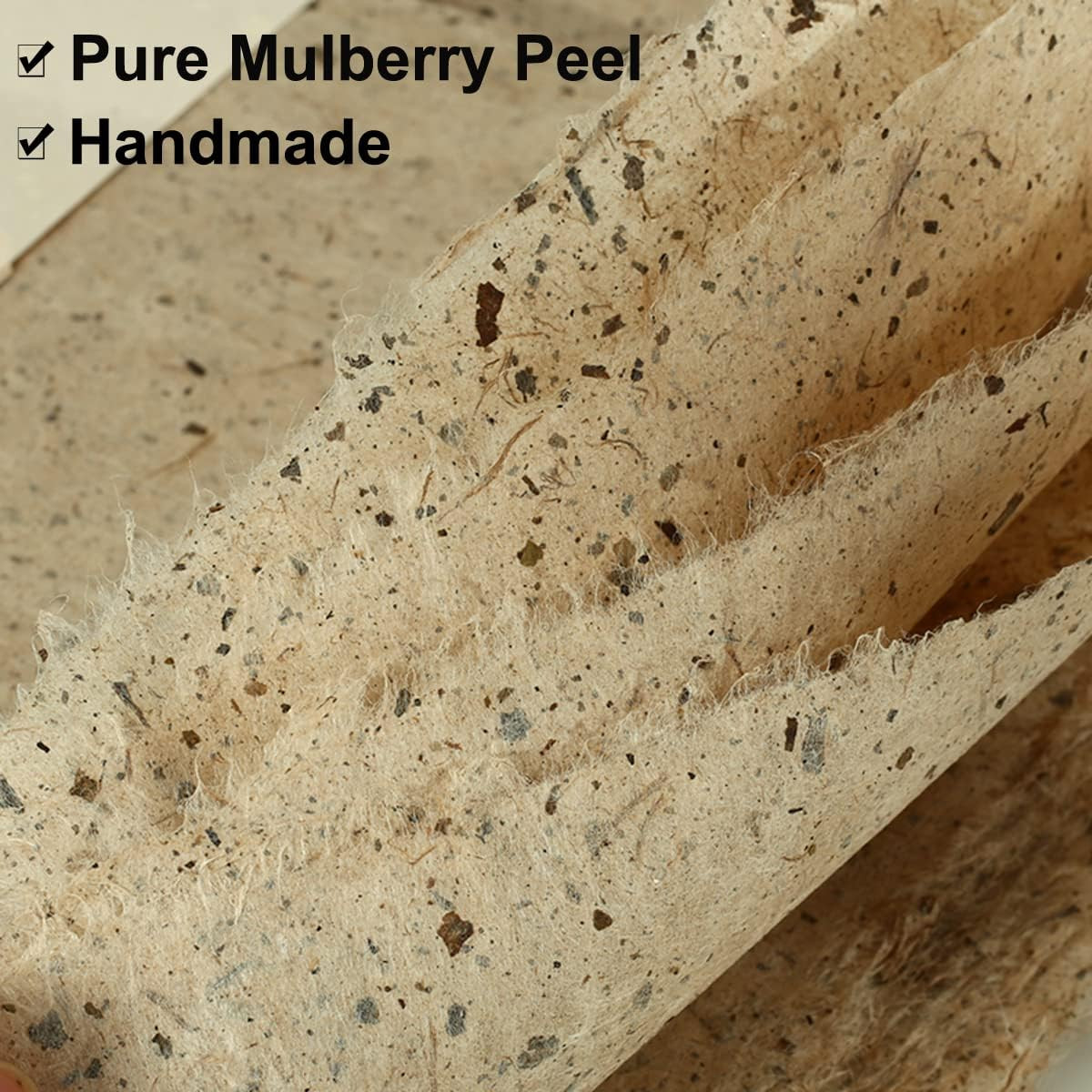 Mulberry Paper, 50Sheets 11.8″ x 15.7″ Natural Fiber Texture, Chinese Style Hand