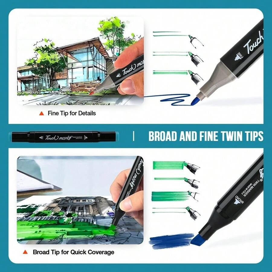 40-168 Colors Alcohol Markers Set | Dual Tip Professional Art Sketch Pens