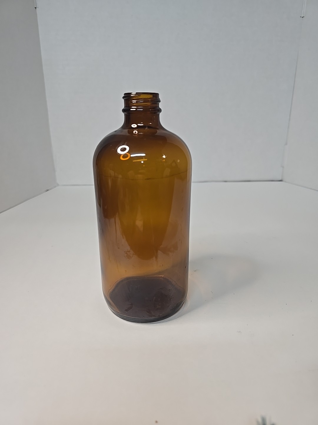 16oz Amber Glass Bottle – 28/400 Neck – No Cap – Replacement Boston Round