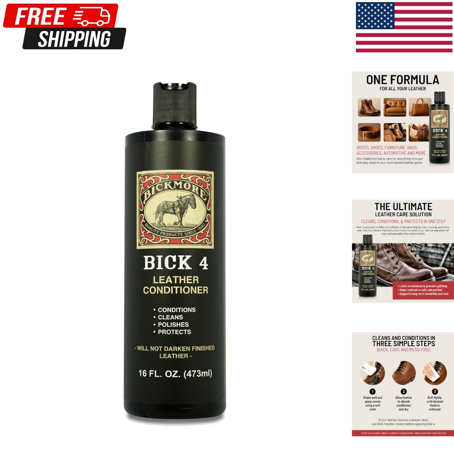 Bick 4 Leather Conditioner 16 Fl Oz – Best Since 1882 – 16 Fl Oz (Pack of 1)