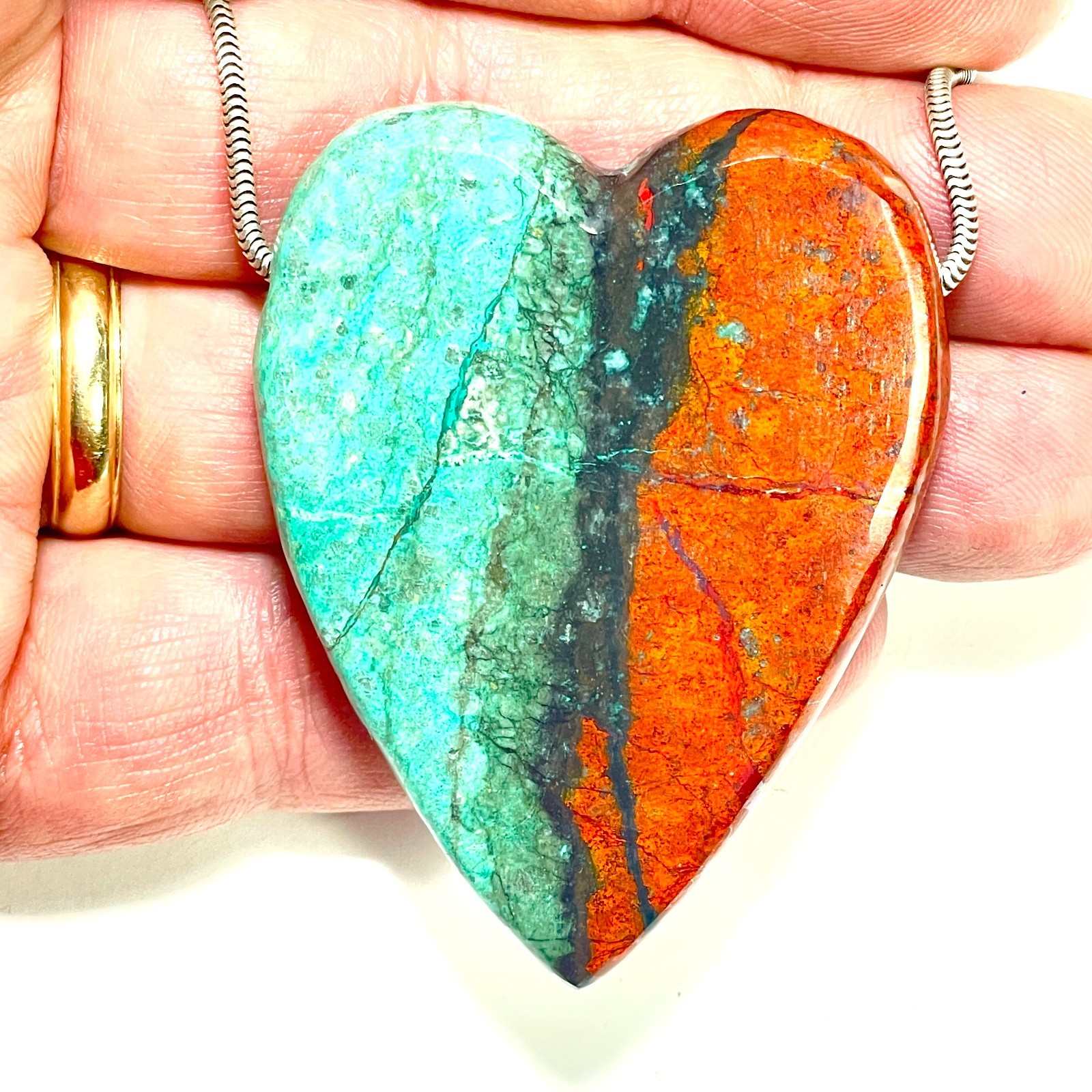 DVH/PC Sonora Sunrise Healed Broken Heart Bead Chrysocola Cuprite 58x44x11mm 48g