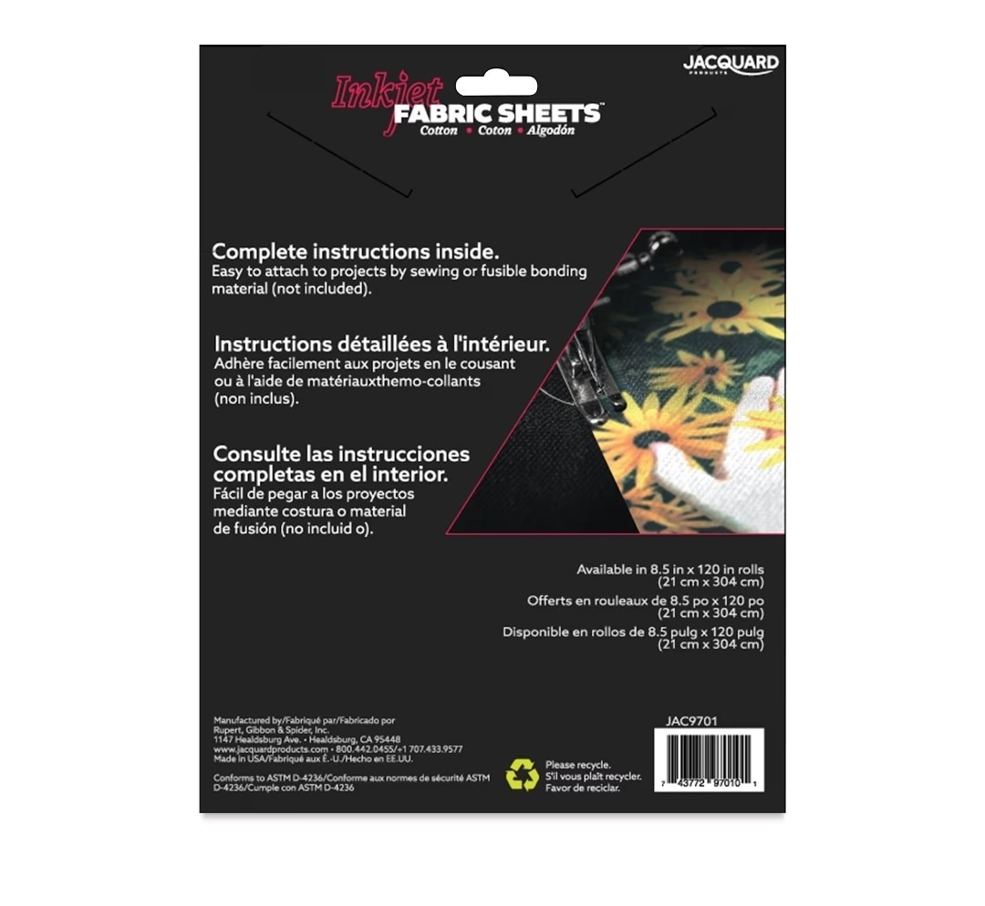 Pack Of 3 Products Printed Treasures Ink Jet Fabric Sheets 8.5″X11″ 10/Pkg-100%