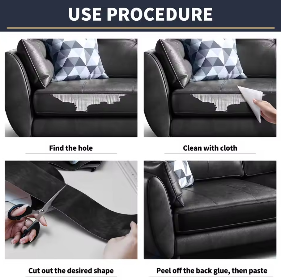 Leather Repair Kit Self-Adhesive Patch Stick on Sofa Clothing Car Seat Couch US
