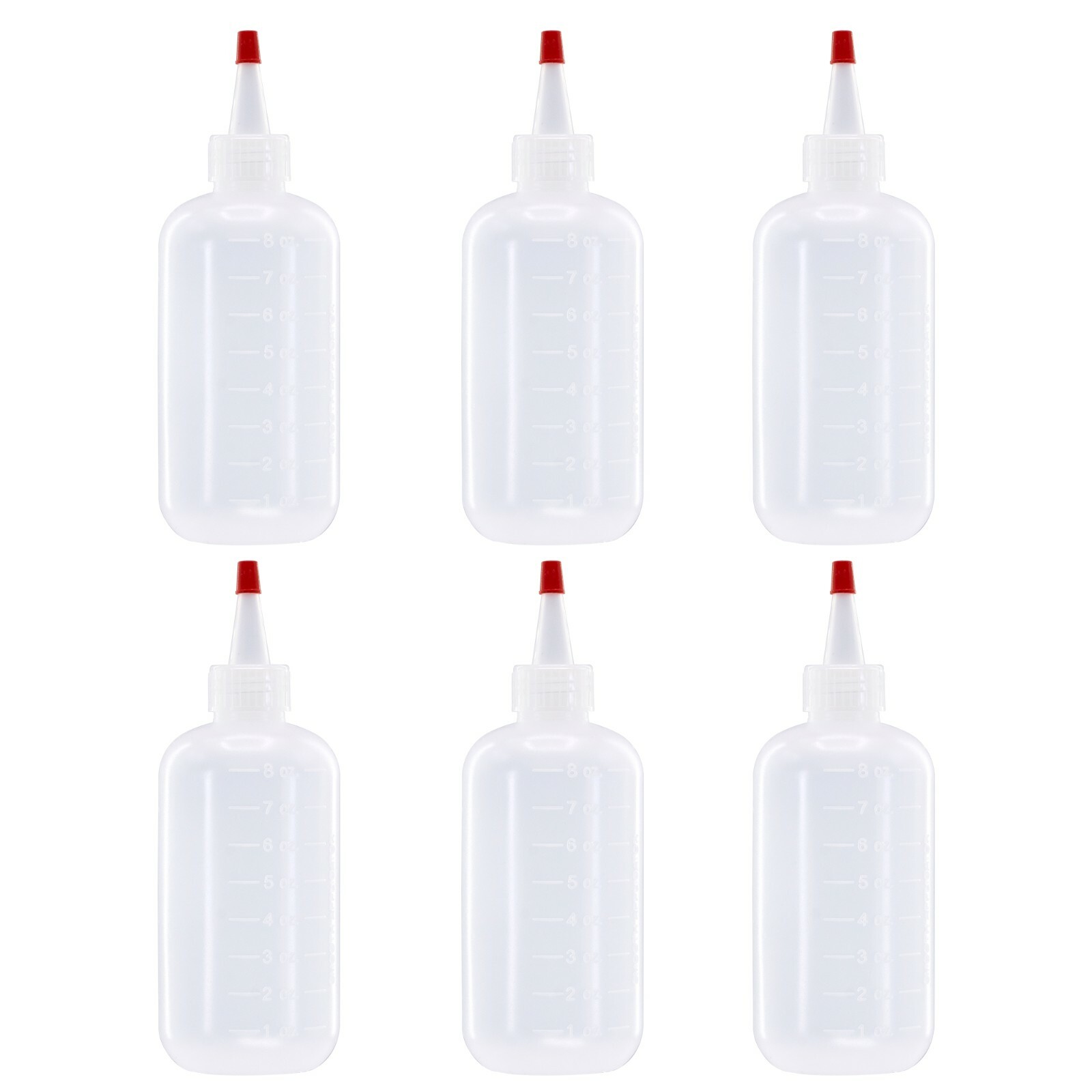 8oz (240mL) Plastic Boston Round Squeeze Bottles + Yorker Caps LDPE -Pack of 6