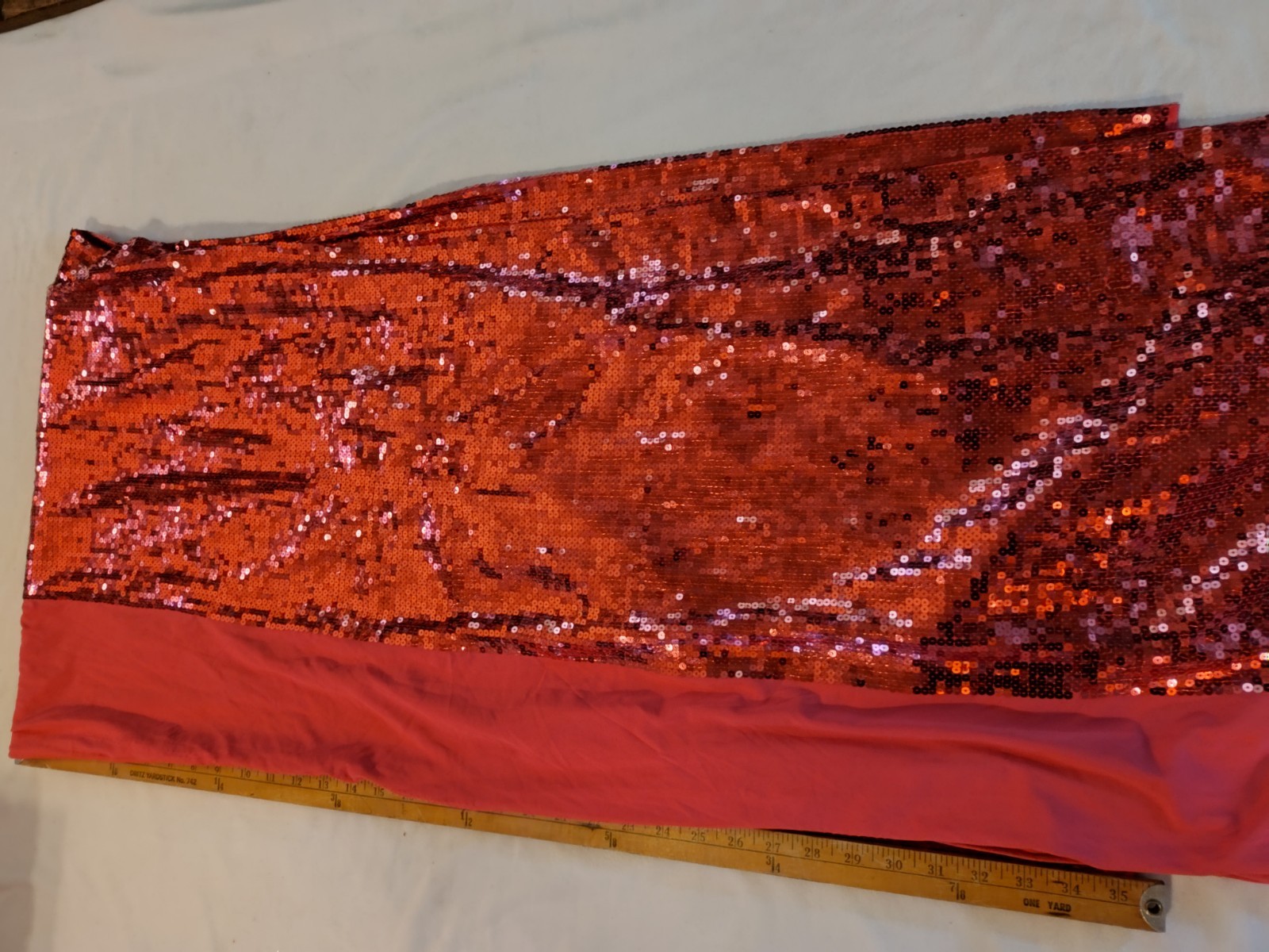 Hot Pink Sequin Fabric, Almost 3 Yards, Stretch Knit Backing, Costume, Dancewear