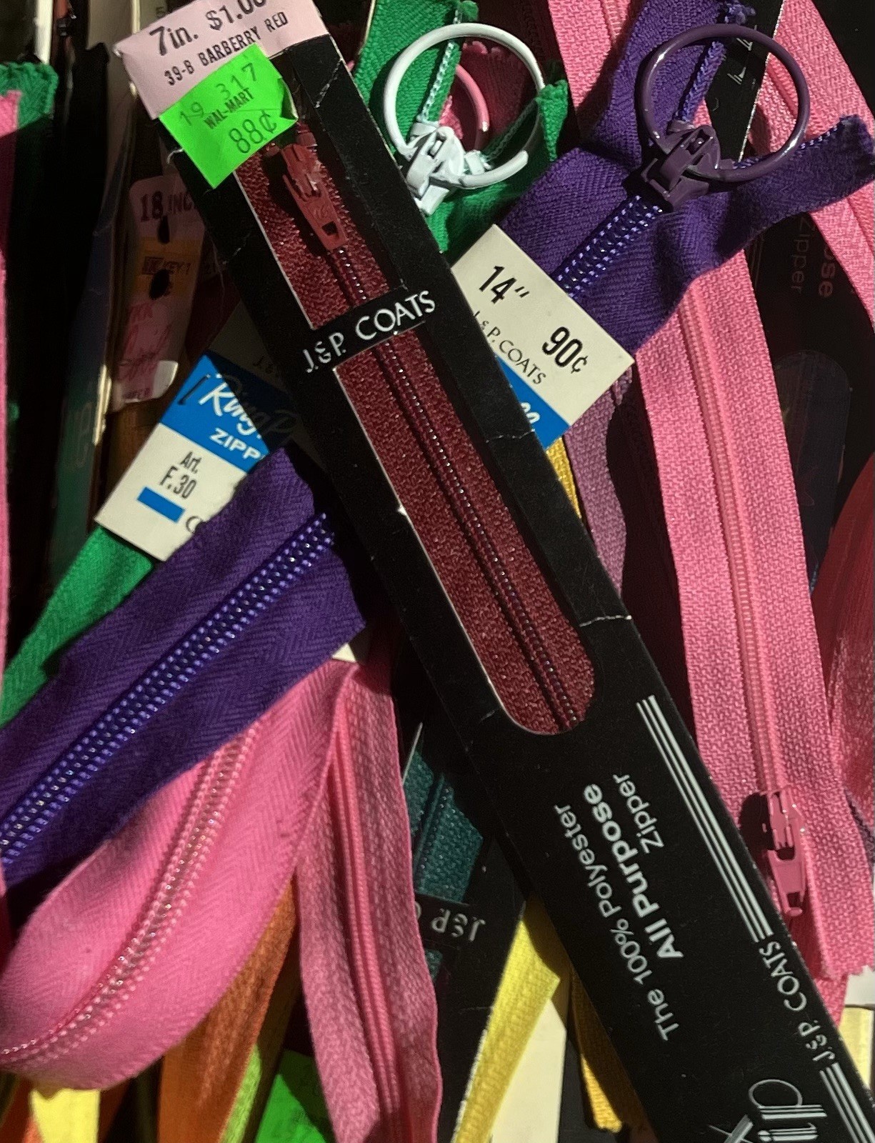 Vintage Zippers Lot of 70 CLARK’S J & P COATS UNIQUE YKK New Old Stock Unused