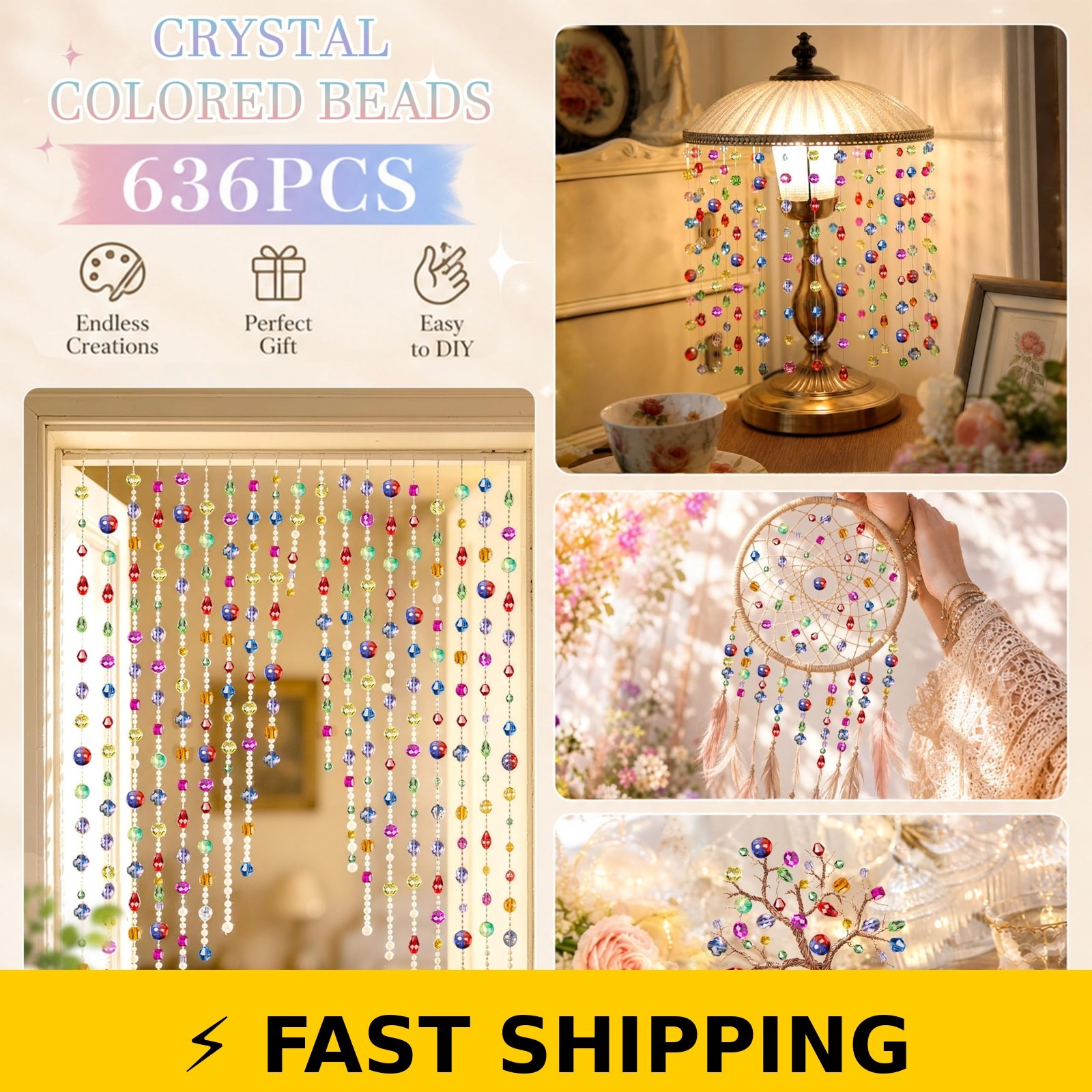 OuMuaMua 636pcs Crystal Glass Beads for Jewelry Making – Mixed Colors