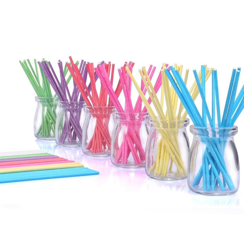 210ct 6 inch Colored Lollipop Sticks 7 Colors for Cake Pops Apple Candy