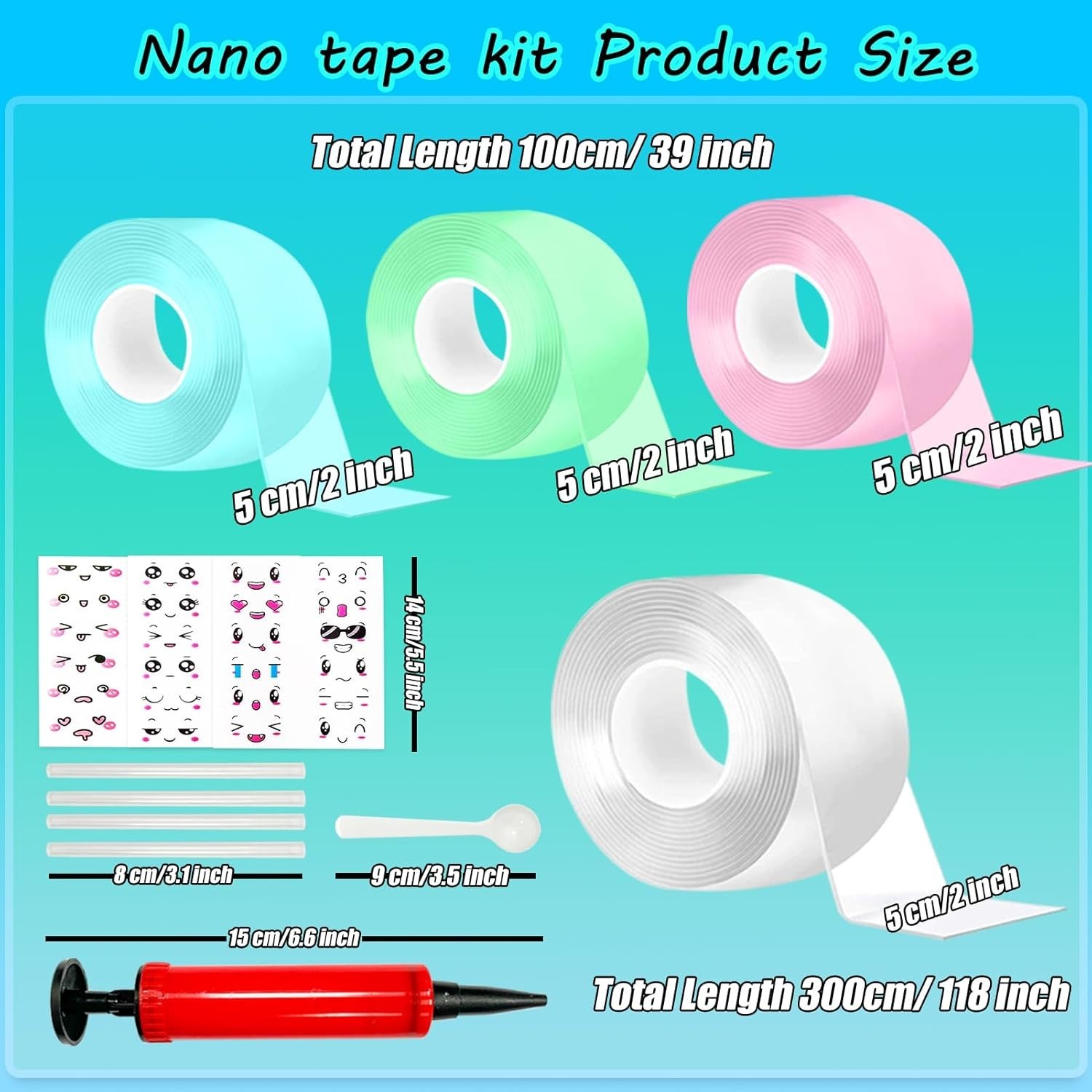 Nano Tape Bubble Kit, Nano Double Sided Adhesive Tape Bubbles, 4Pcs Nano Tape To