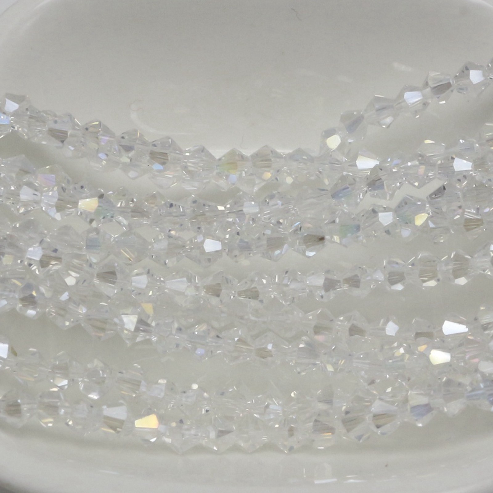 500pcs 4mm Clear AB Coated Bicone Crystal Beads – Sparkling Luster Faceted Glass