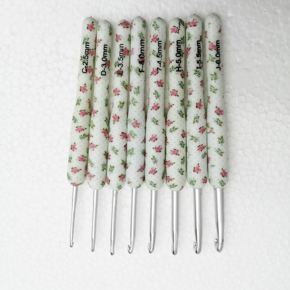 8PCS Knitting Needles Set Ergonomic Grip Crochet Hook Soft Handle Home