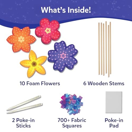 Poke-in Art – Flower Bouquet – Wood Craft Kit – Mess-Free – Colorful Creative