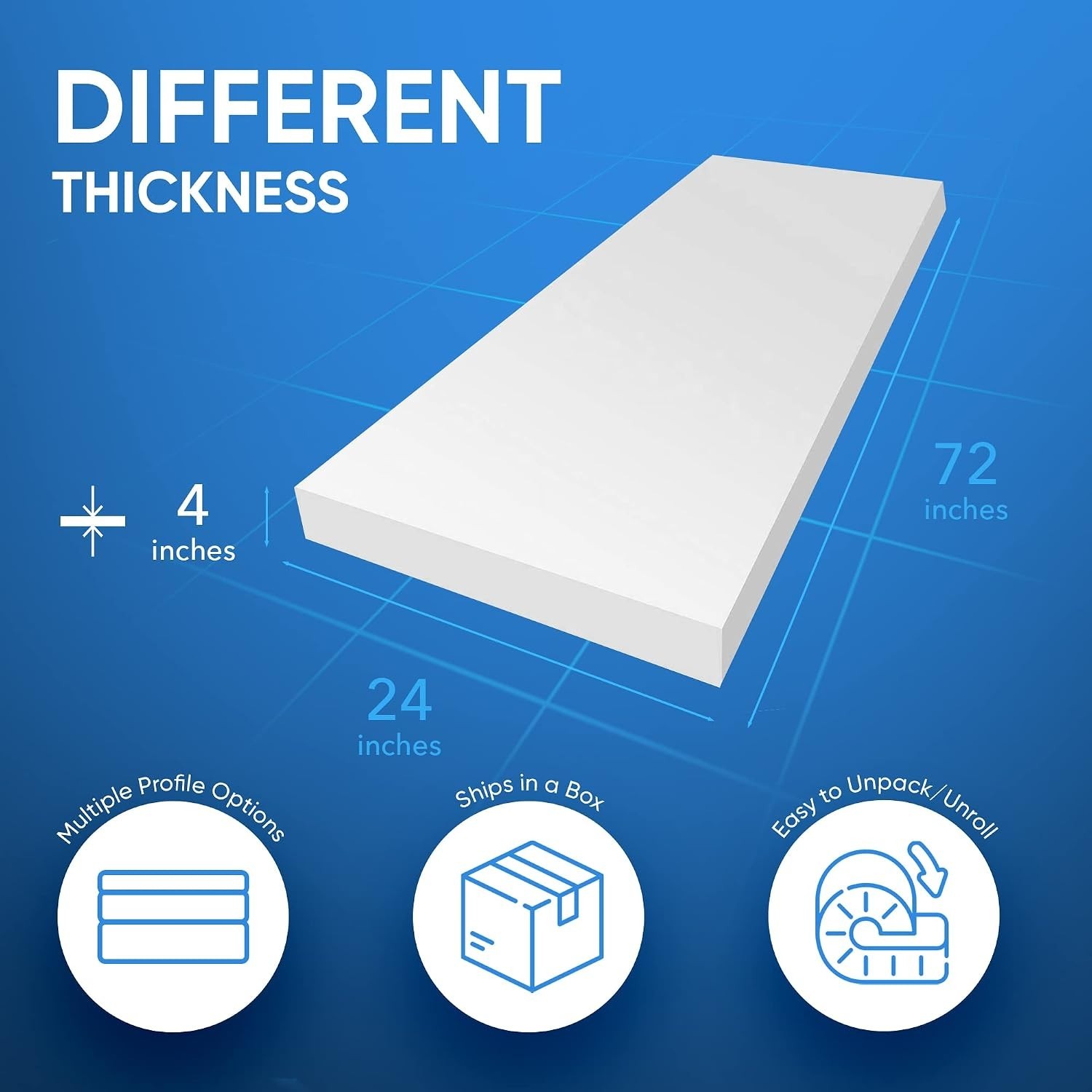 High Density Upholstery Foam Padding 1-6″x24″x72″ Seat Replacement Foam Cushion