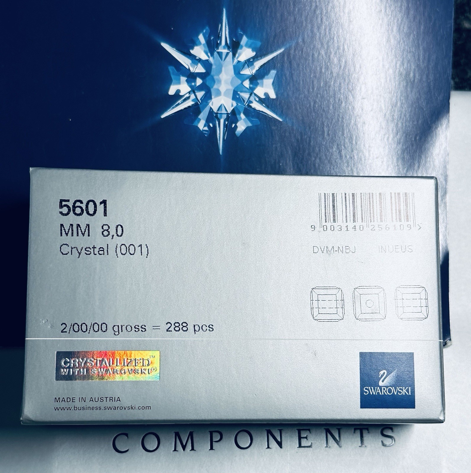 Swarovski 5601 Cube Beads 8mm Crystal Clear sold 72pcs, pack 288pcs Austria