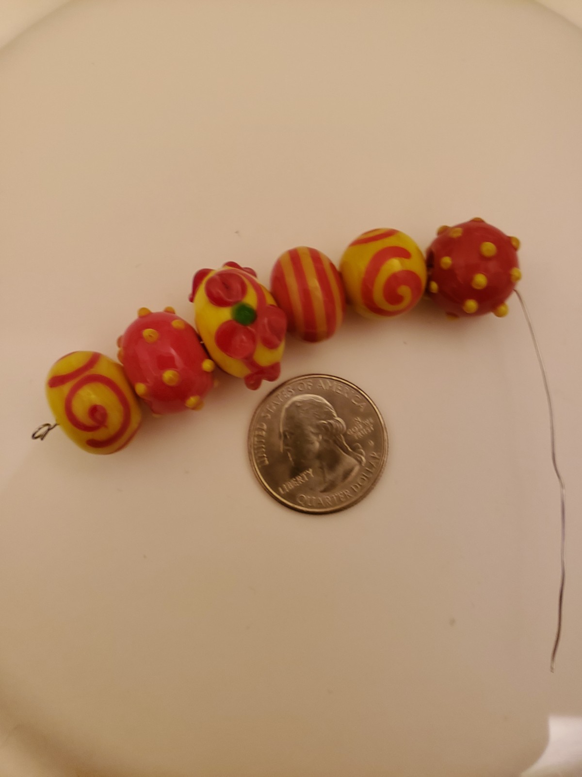 Handmade Beautiful Red And Yellow Lampwork Glass Beads (B5)