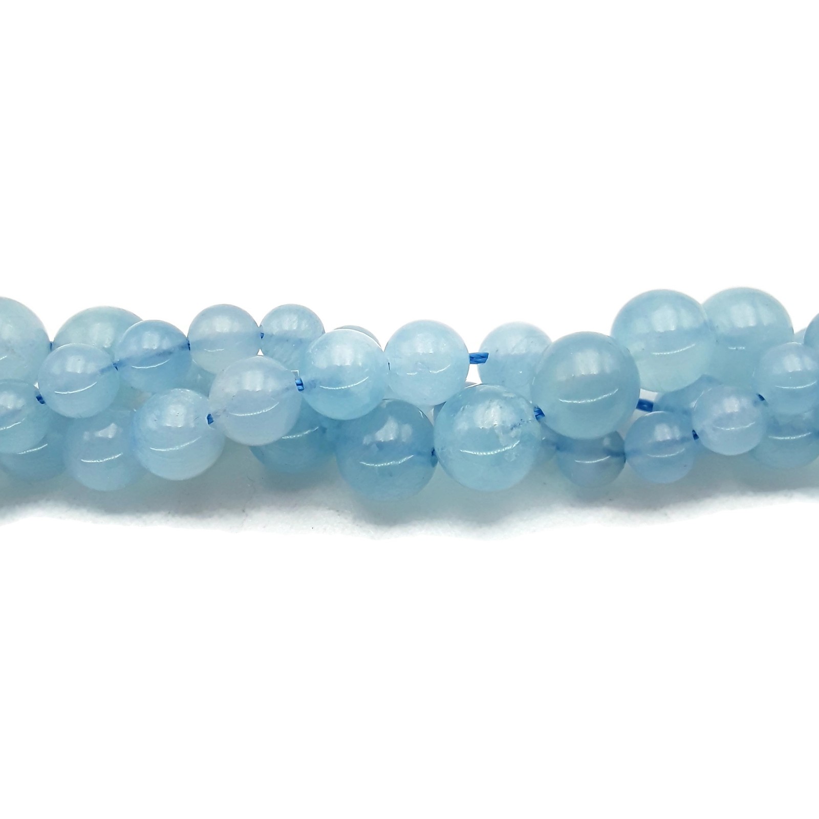 High Quality Translucent Aquamarine Smooth Round Beads 7mm 8mm 12mm 15.5″ Strand