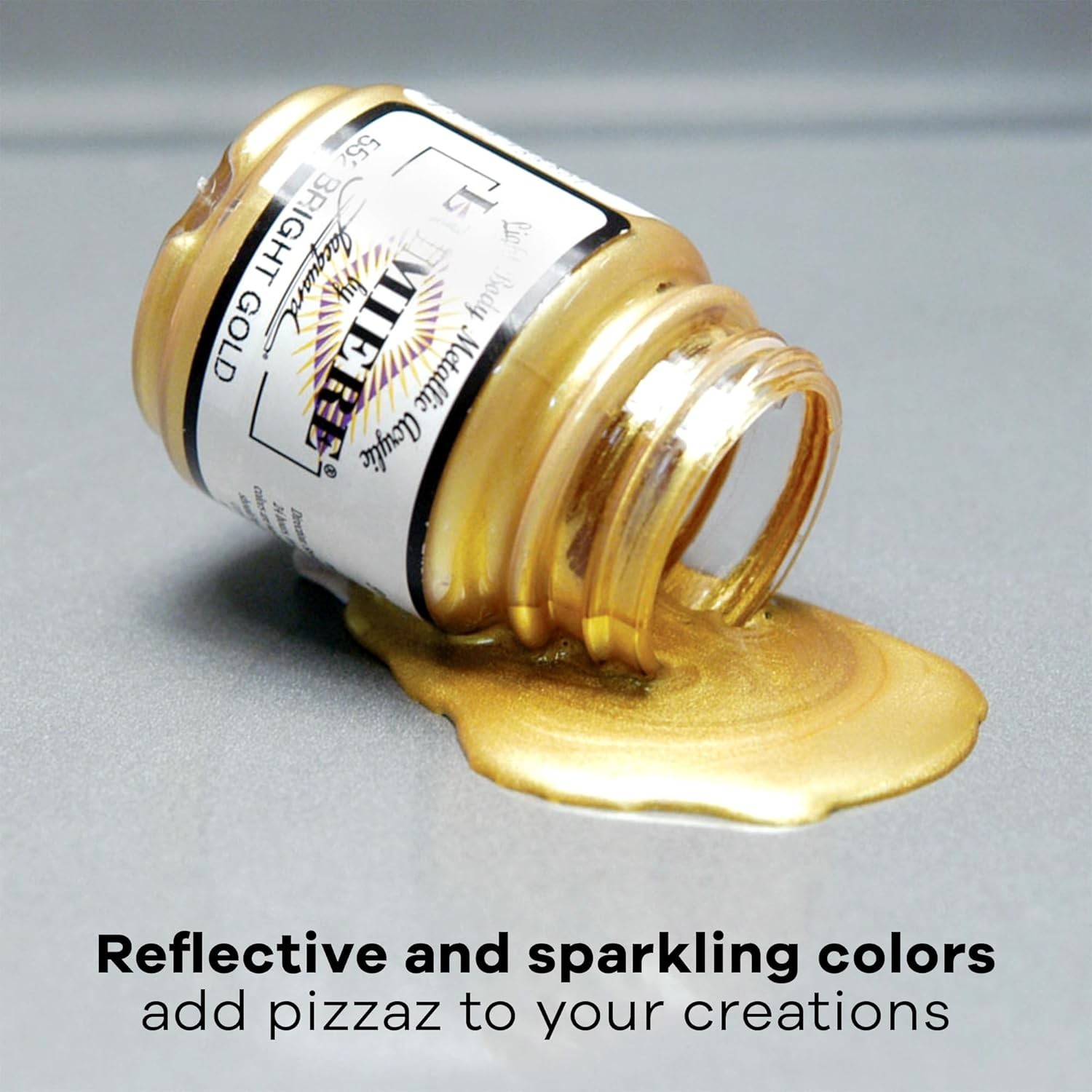 Lumiere 2.25oz Fabric Paint Metallic Silver – Metallic Paint for Fabric, Leat…