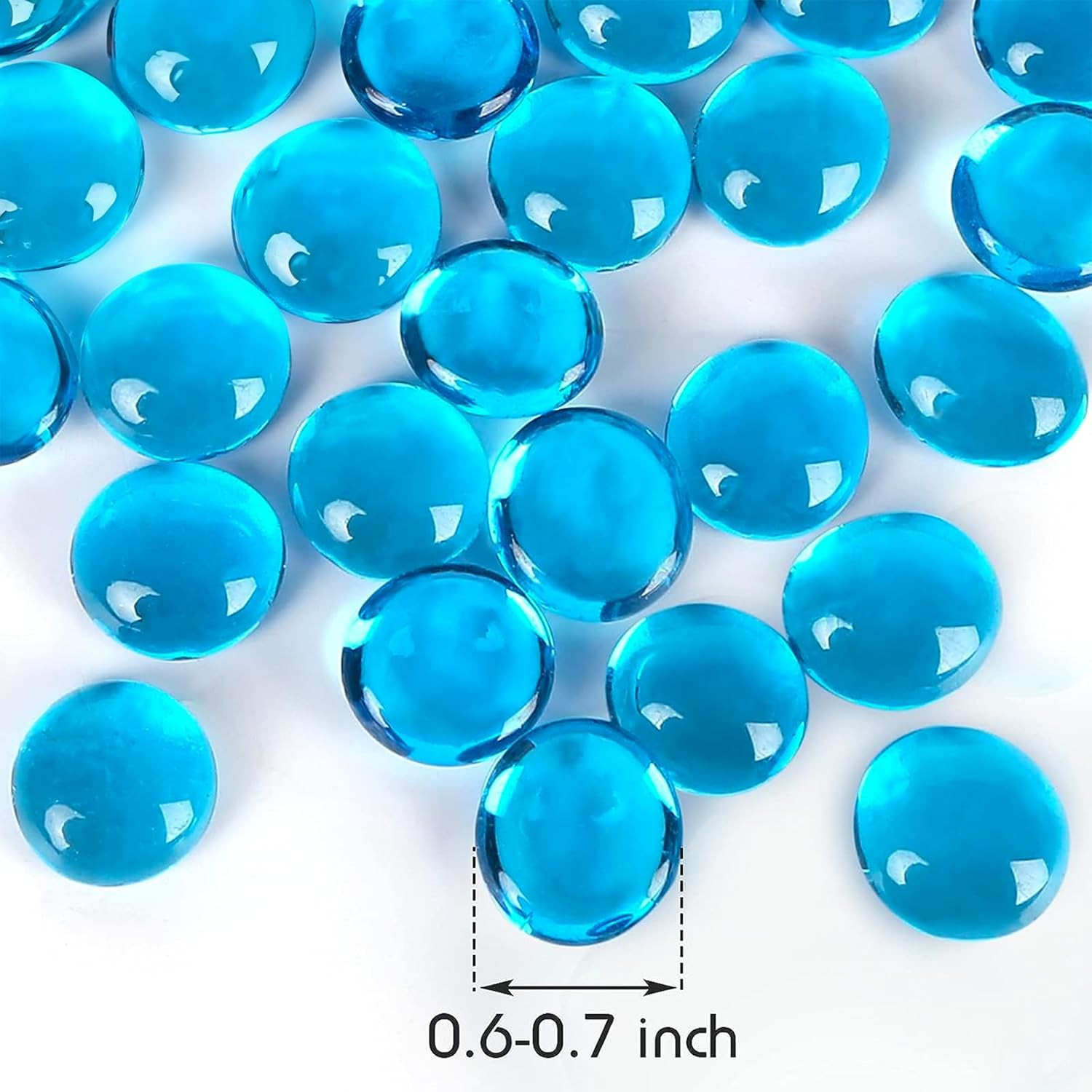 1LB Light Blue Flat Glass Marbles, Glass Pebbles Vase Fillers for Centerpieces,