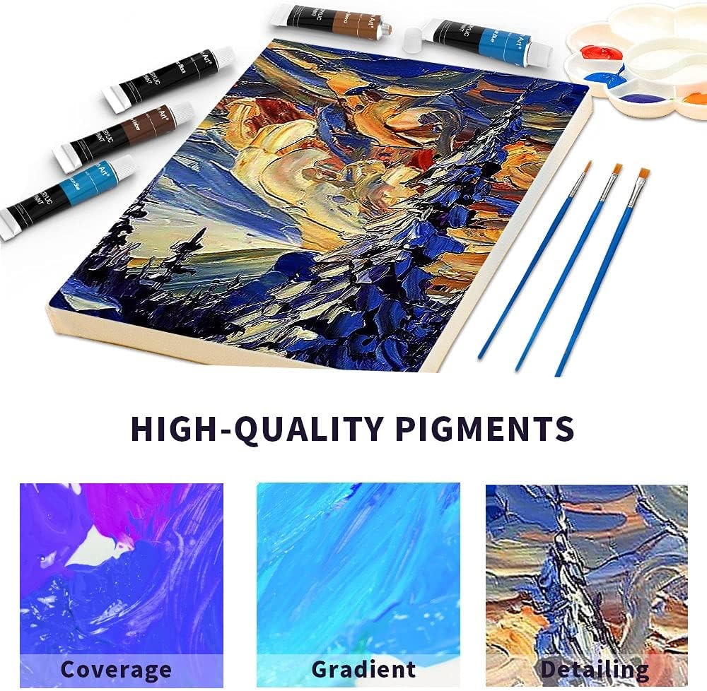 Aen Art Acrylic Paint Set 16 Colors Non-Toxic for Canvas Wood Fabric