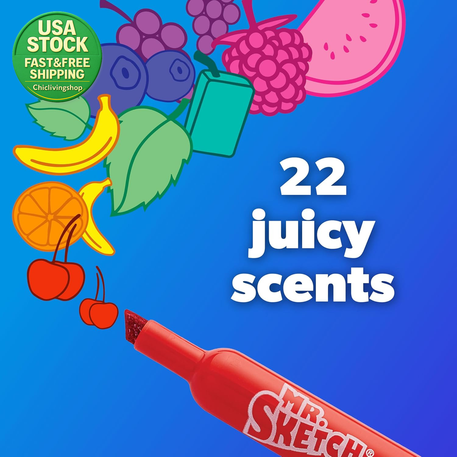 Mr Sketch Scented Markers Chisel Tip Assorted Colors 22 Count Kids Art Set