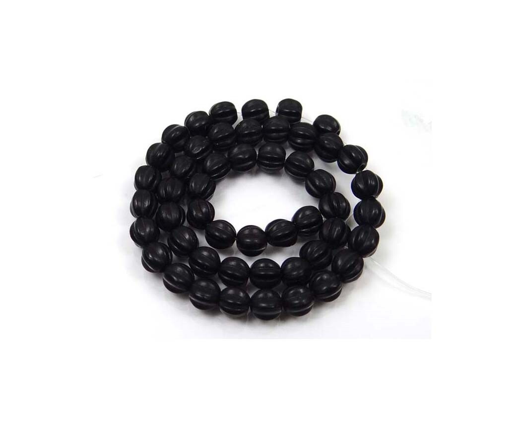 50 Czech Glass Melon Fluted Round Beads 3mm – Matte – Black Jet
